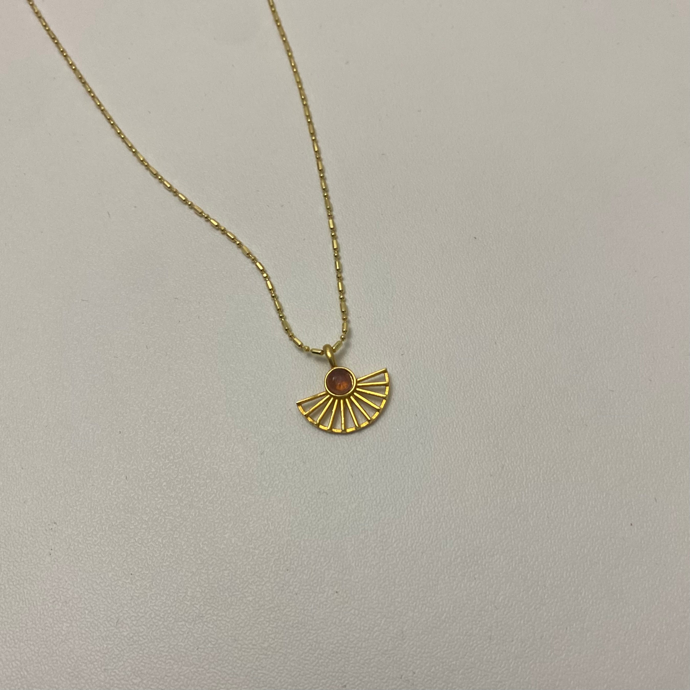 925 Ayar Gümüş | Pembe Turmalin Yelpaze Kolye