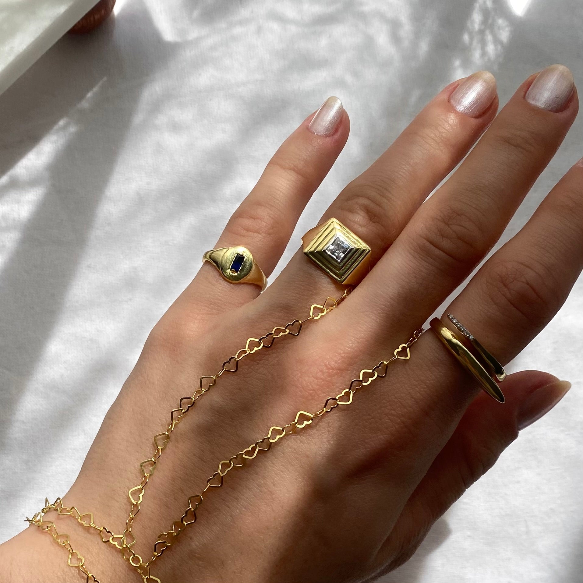 925 Gümüş Kare Motifli Serçe Parmak Yüzüğü