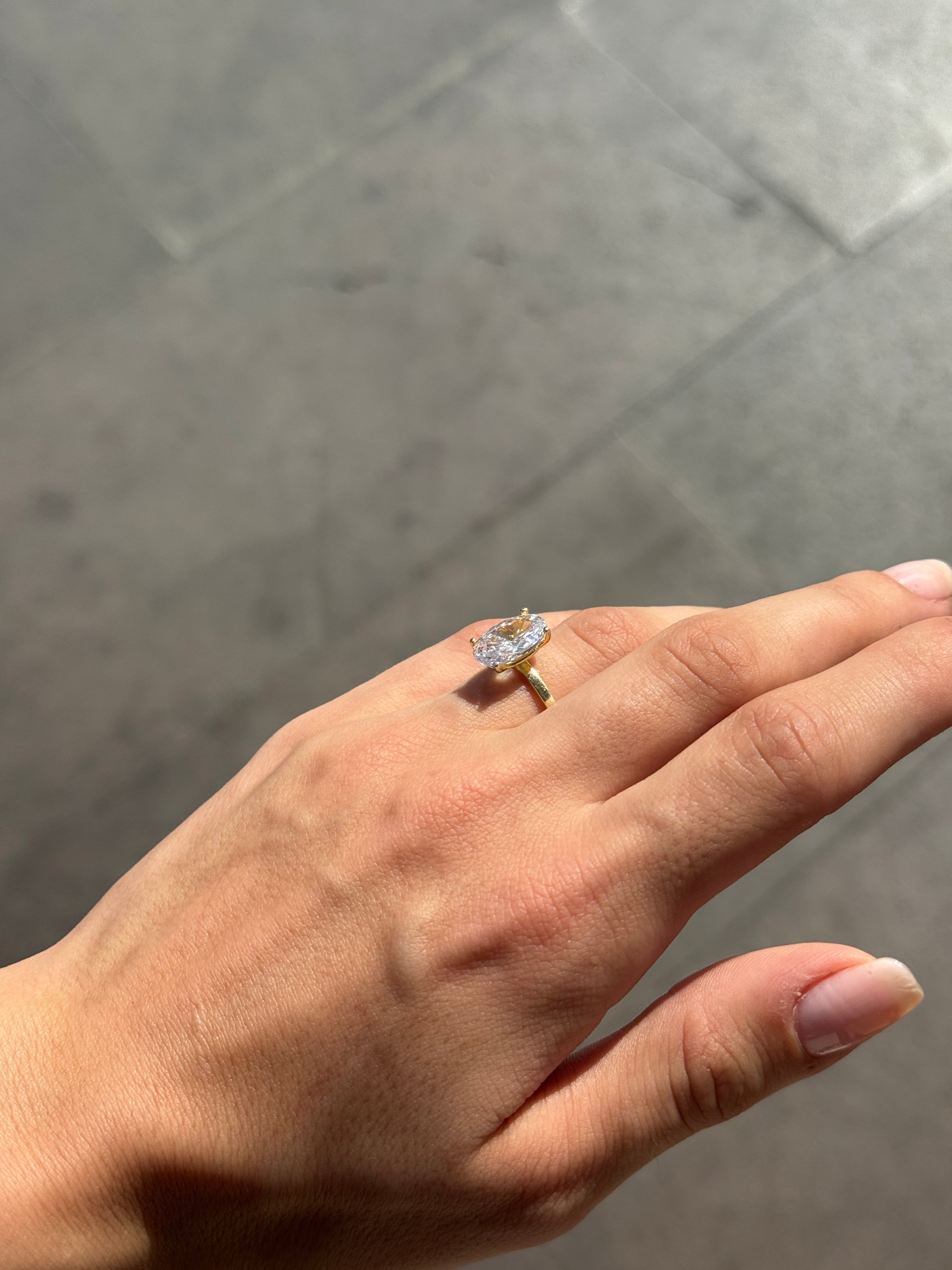 925 Gümüş Oval Tektaş Yüzük