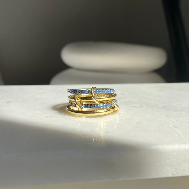 925 Gümüş Aqua Taşlı Double Trouble Yüzük