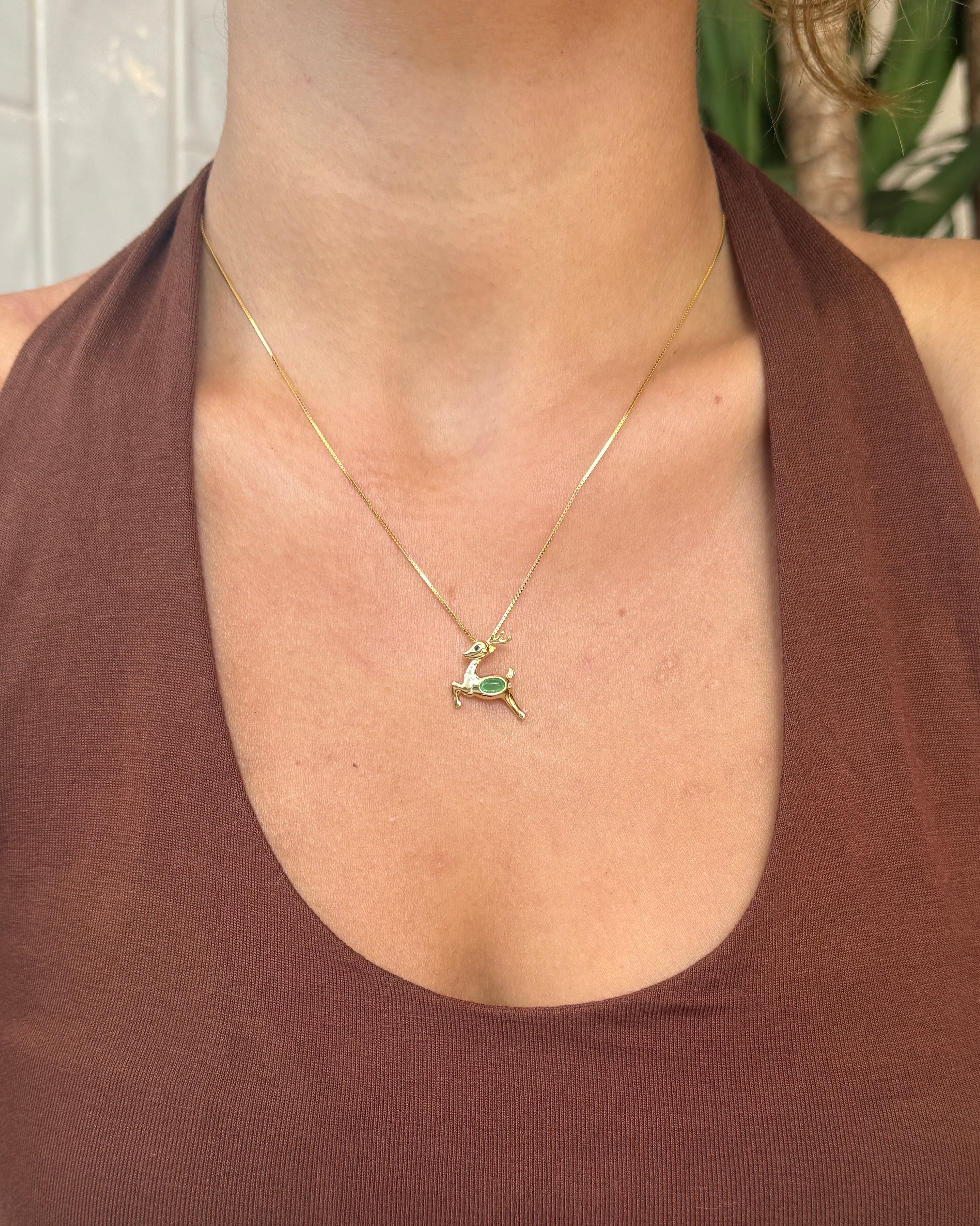 925 | Yeşil Taş Geyik Kolye