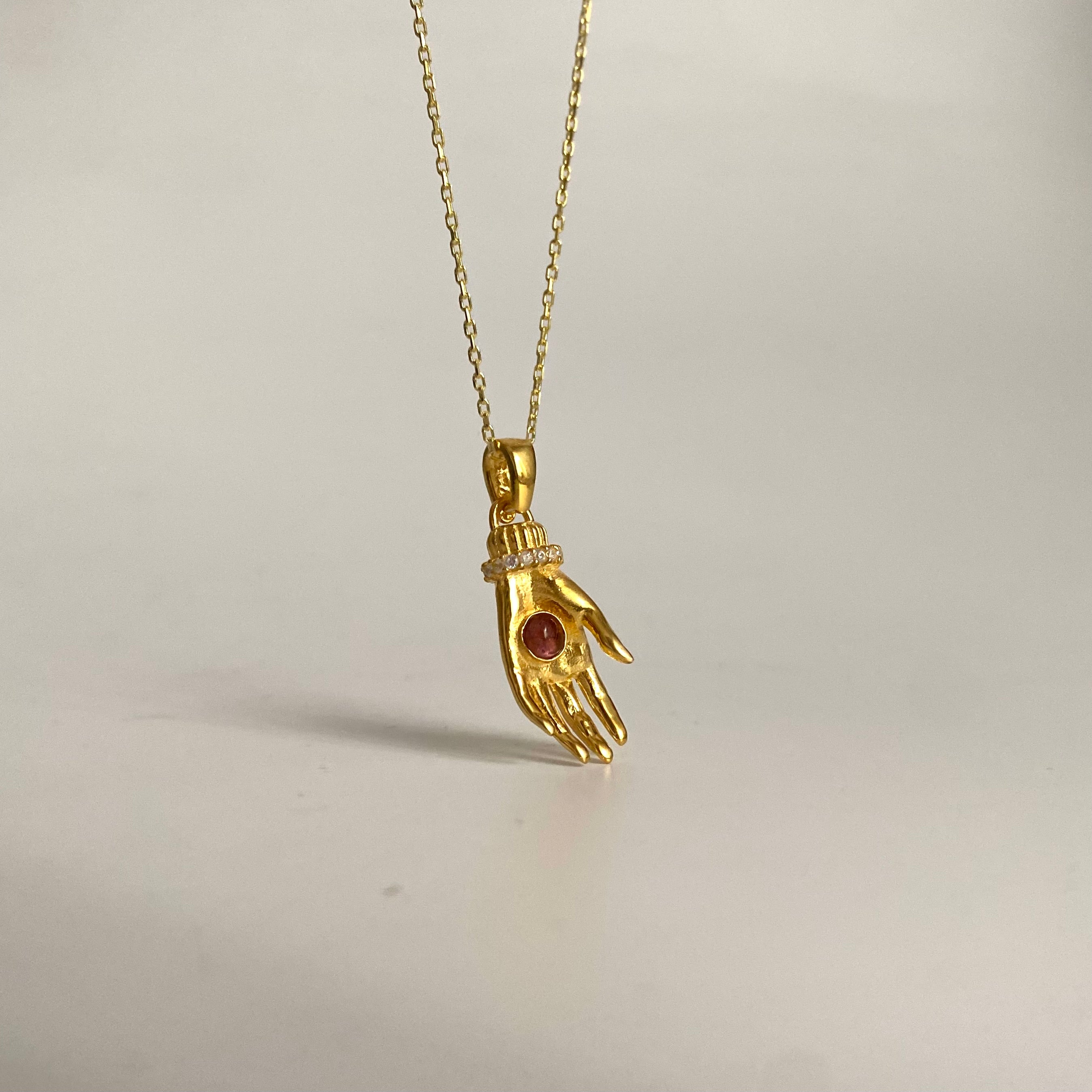 925 Gümüş Turmalin Taş El Kolye