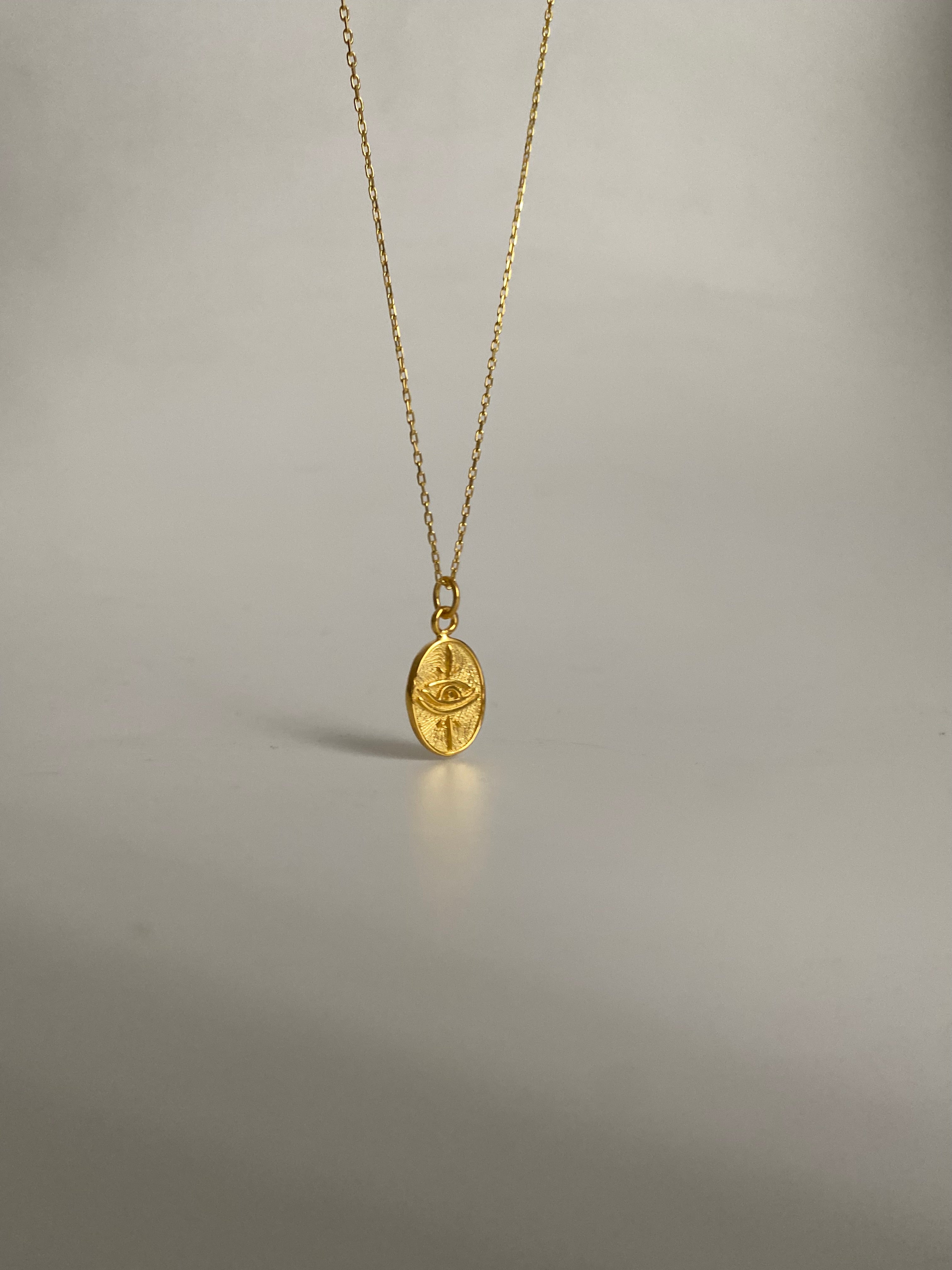 925 Gümüş Göz Motif Plaka Kolye