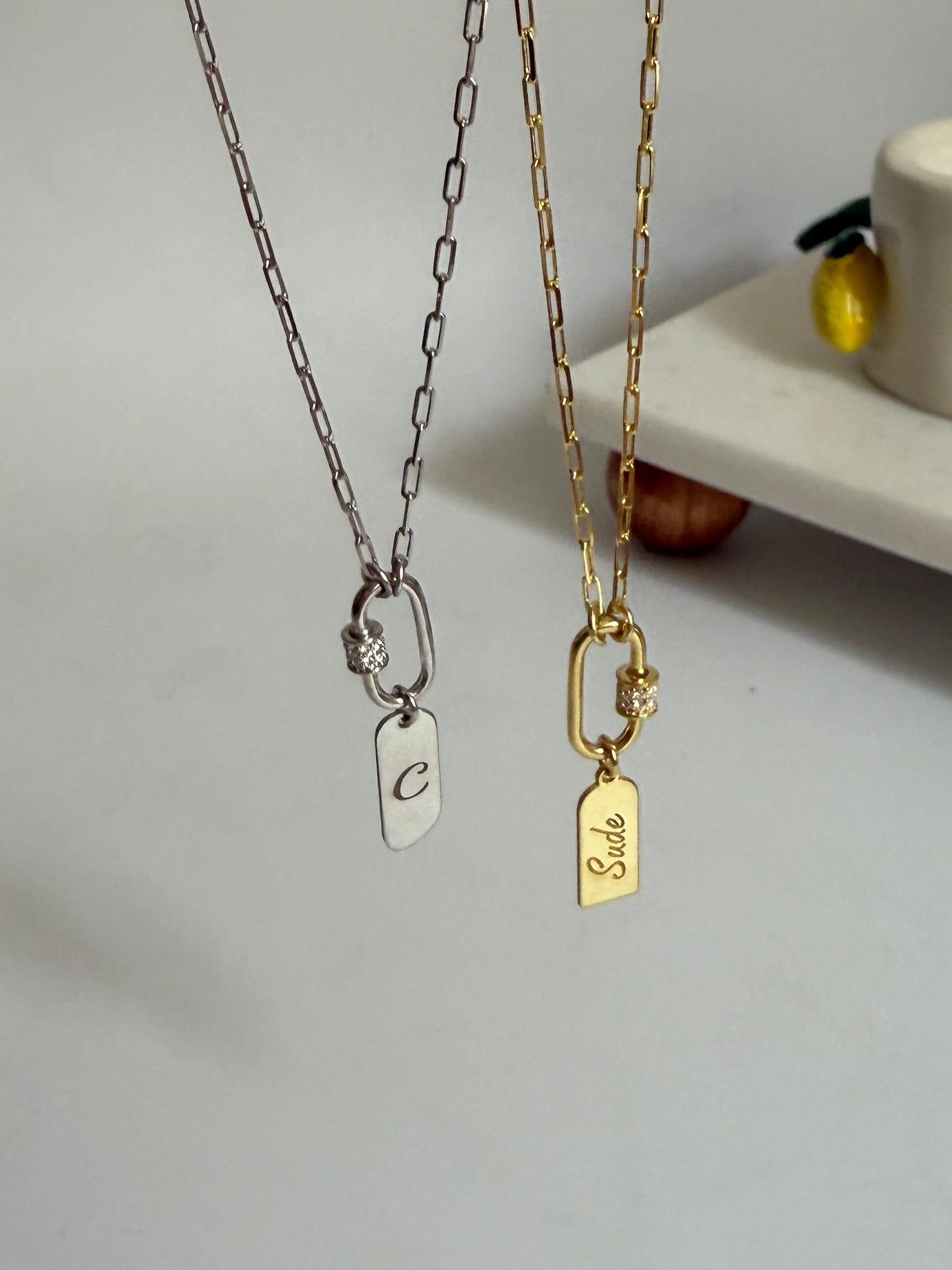 925 Ayar Gümüş Kilit Harf Kolye