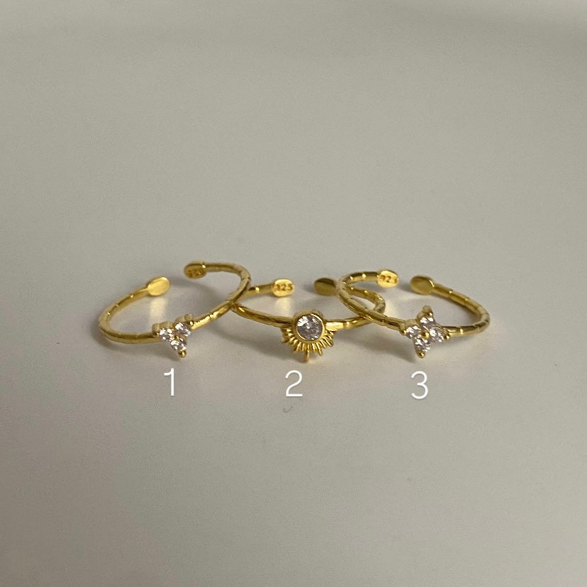 925 Gümüş Minimal Taşlı Yüzük (tek adet)