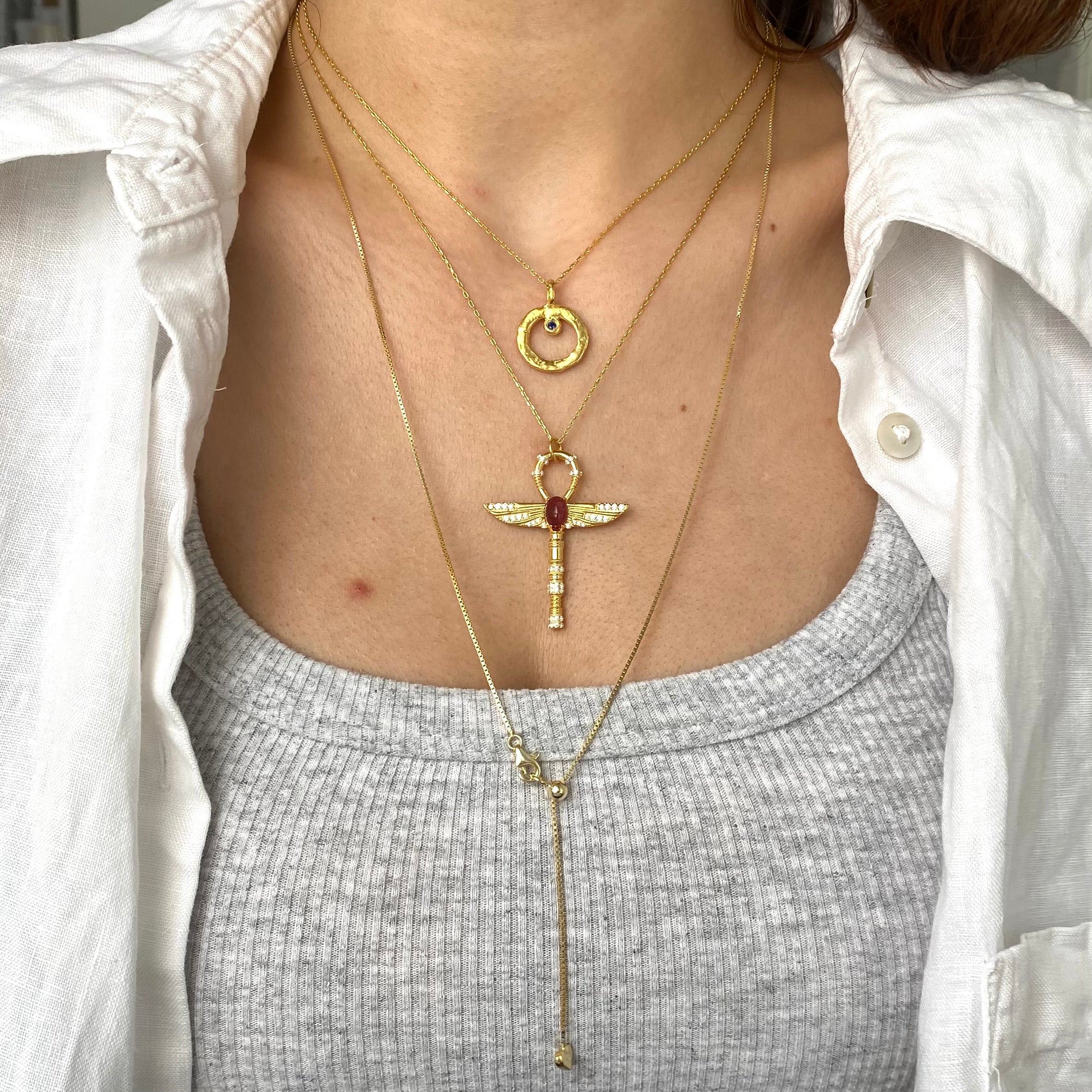 925 Gümüş Kanatlı Büyük Turmalin Kolye