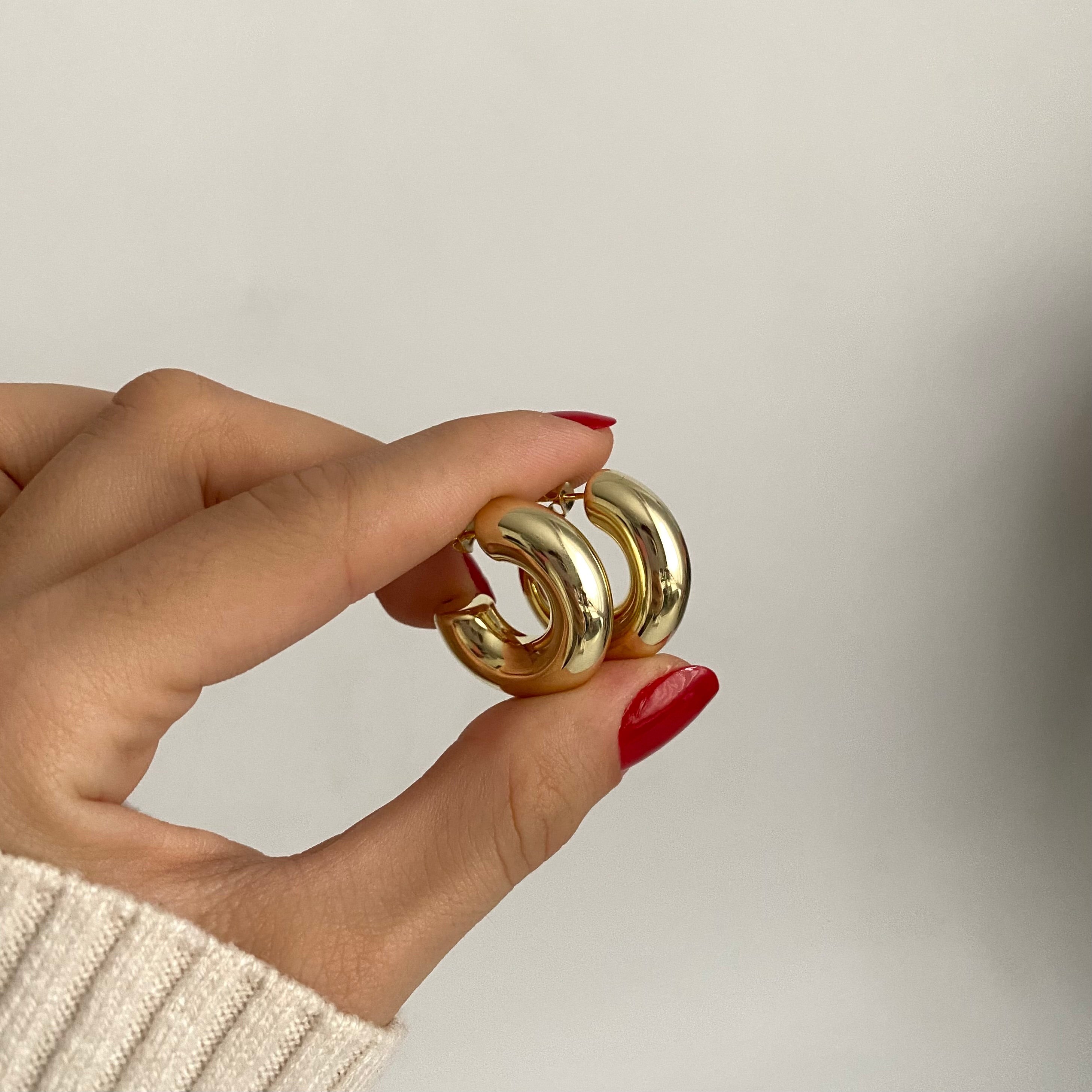 925 Gümüş Orta Boy Tombul Halka Küpe