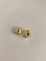925 Gümüş Yeşil Baget Vintage Küpe
