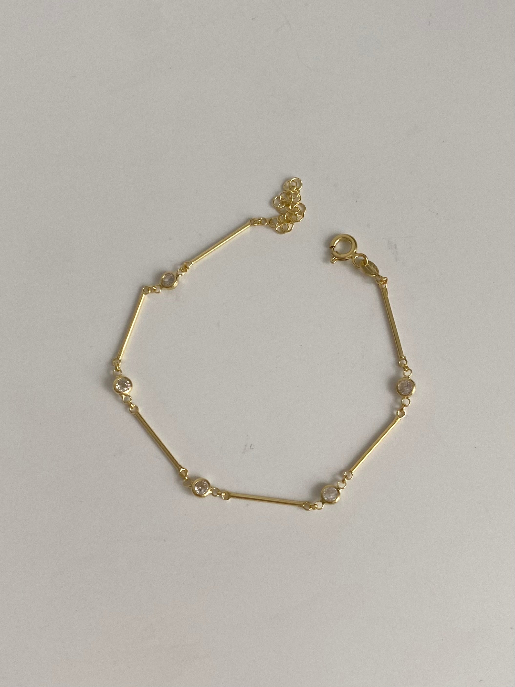 925 Ayar Gümüş Çubuk Yuvarlak Taş Bileklik