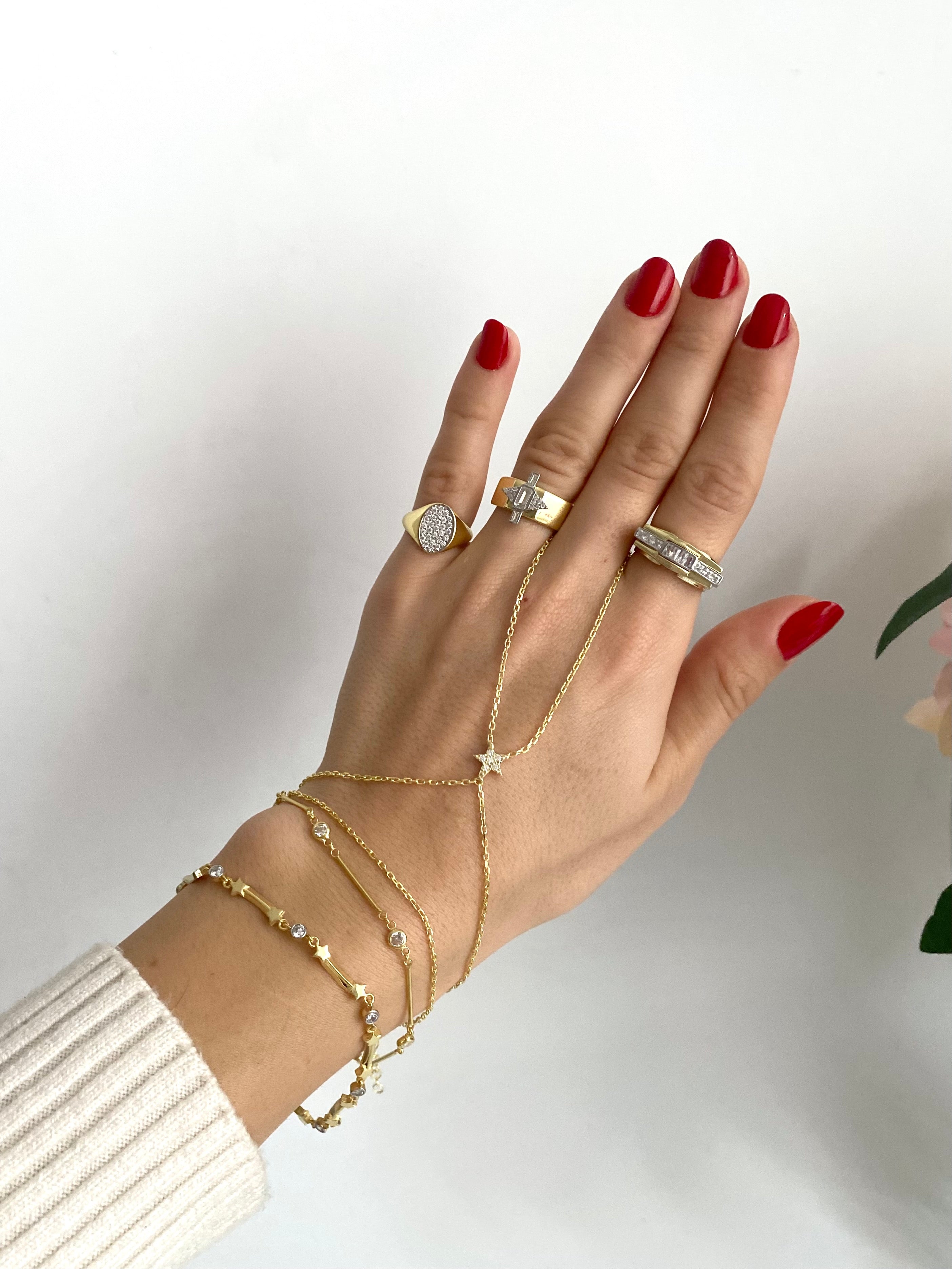 925 Gümüş Baget Mix Taş Serçe Parmak Yüzüğü