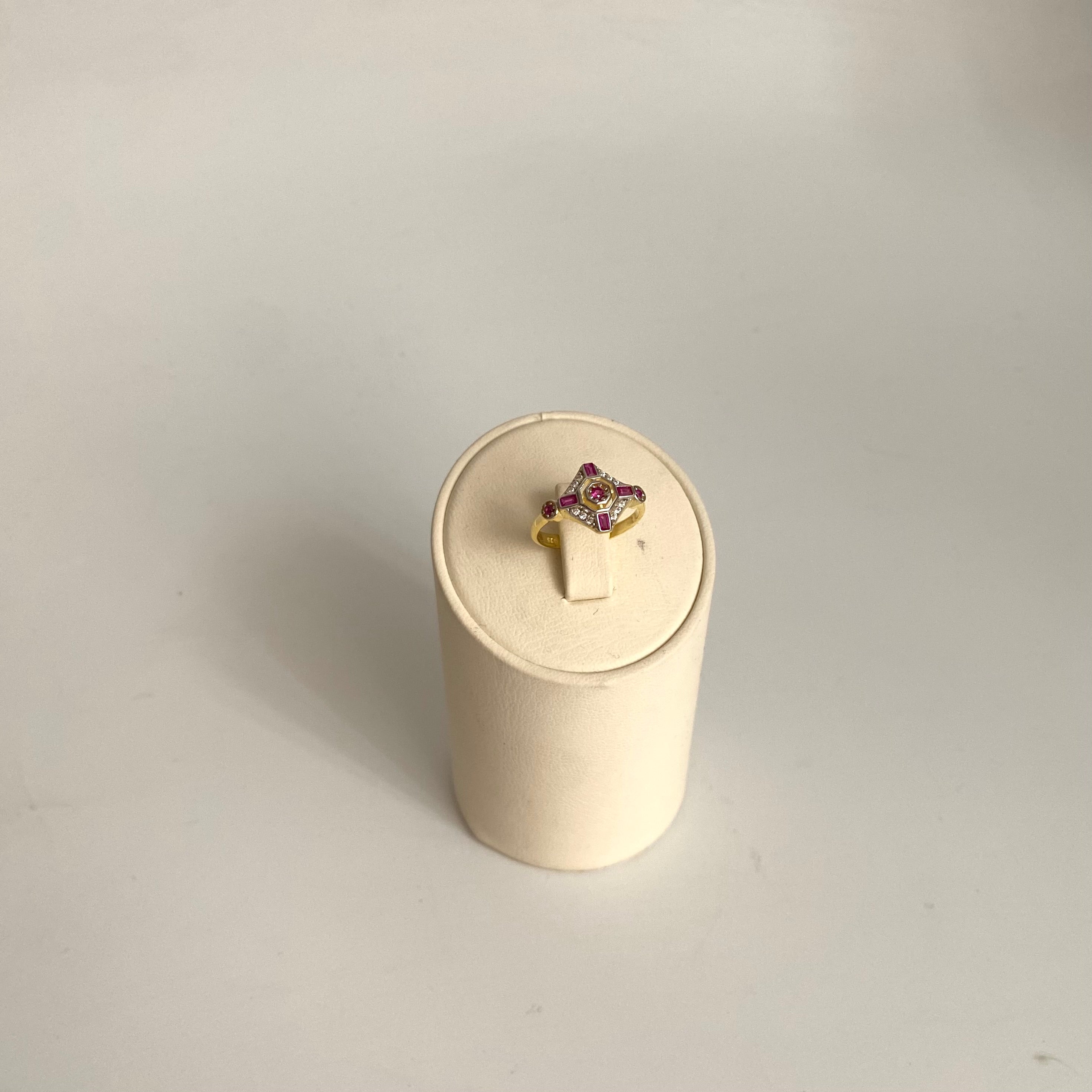 925 Gümüş Pembe Taş Vintage Yüzük