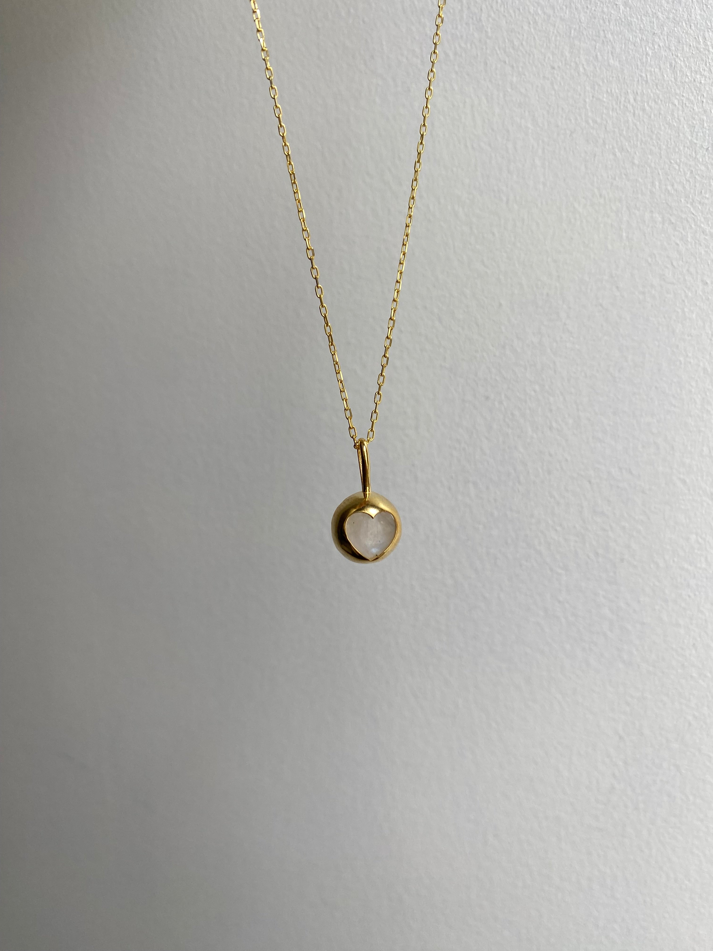 925 Ayar Gümüş | Kalpli Ay Taşı Kolye