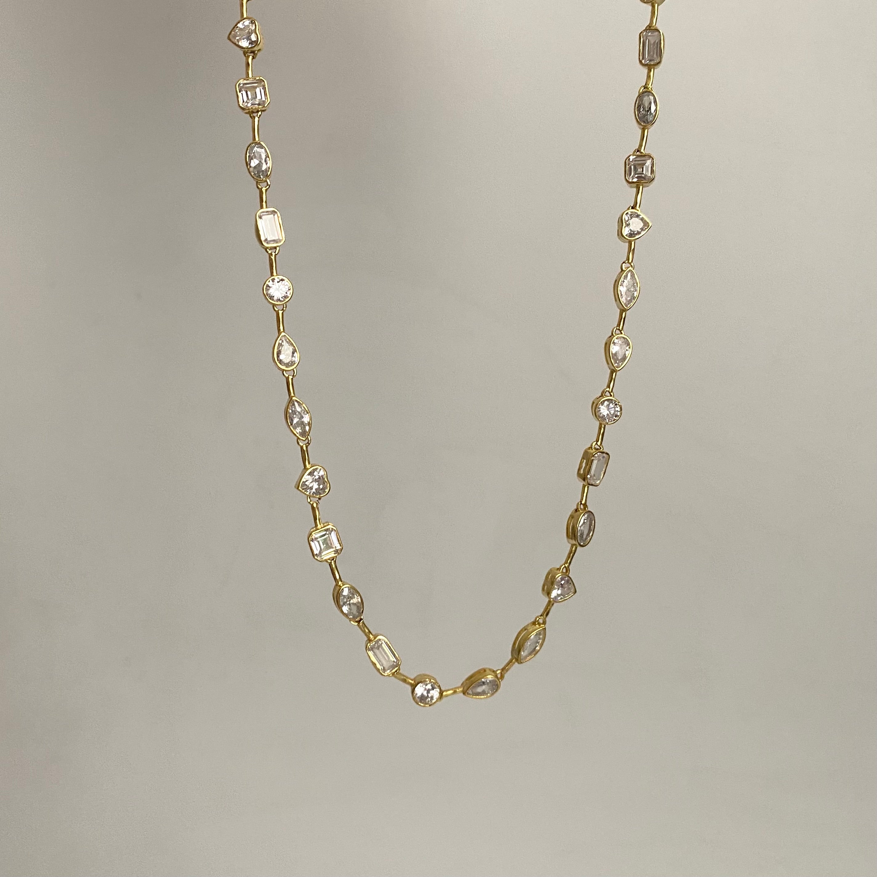 925 Gümüş Luxury Geometrik Mix Taş Kolye