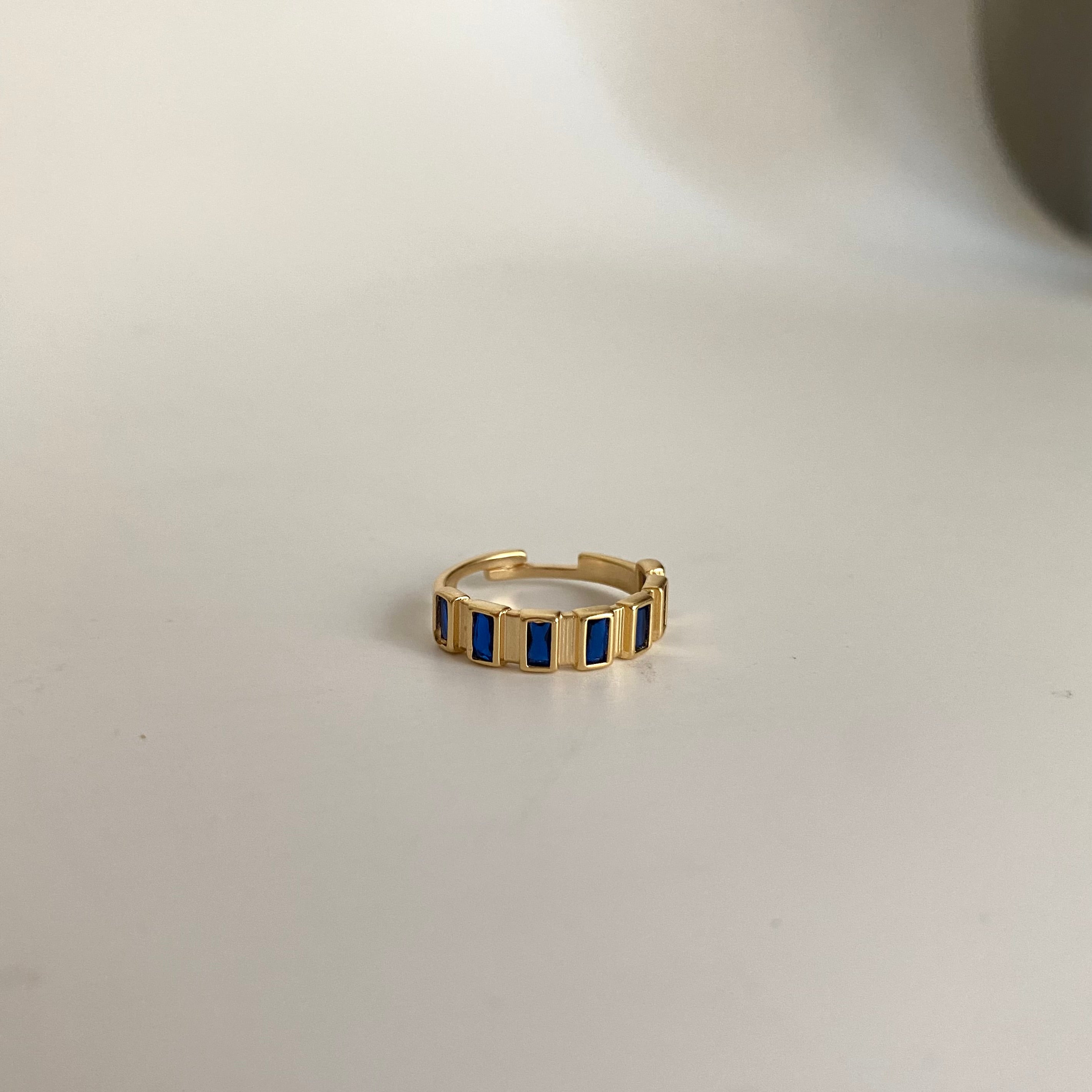 925 Gümüş Lacivert Baget Yarımtur Yüzük