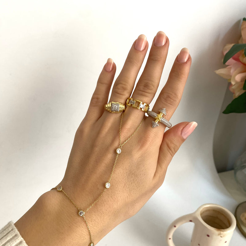 925 Gümüş Mix Baget Chain Yüzük
