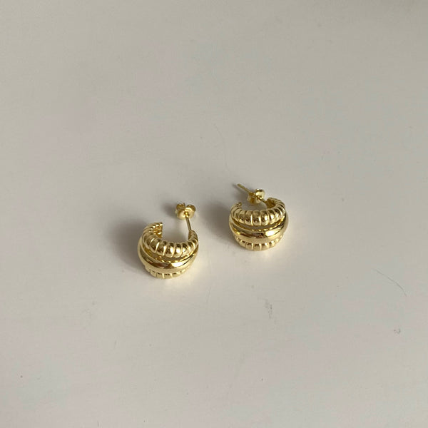 925 Gümüş Trio Desen Halka Küpe