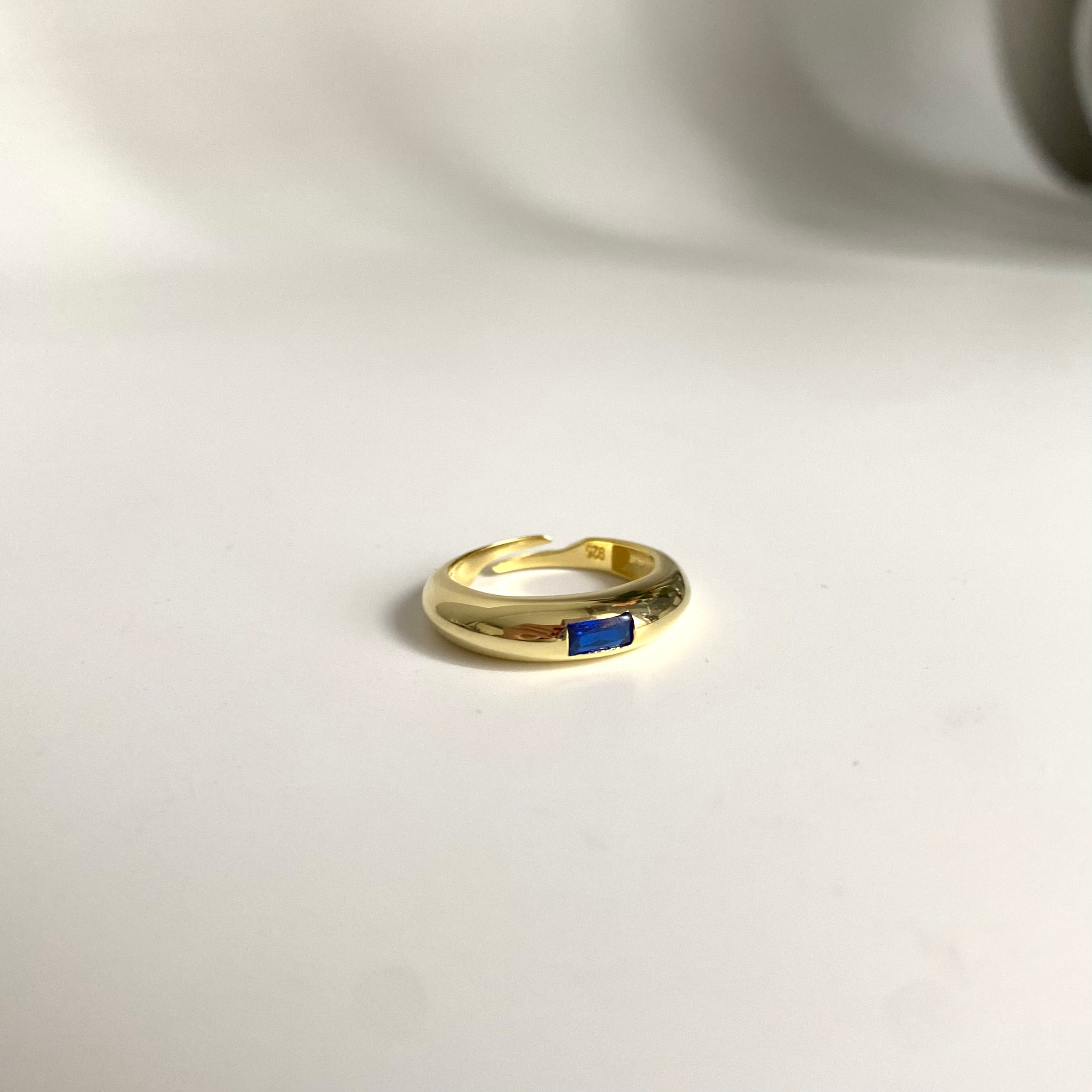 925 Gümüş Lacivert Baget Taş Bombe Yüzük