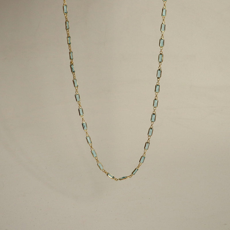 925 Ayar Gümüş Turkuaz Baget Taş Kolye