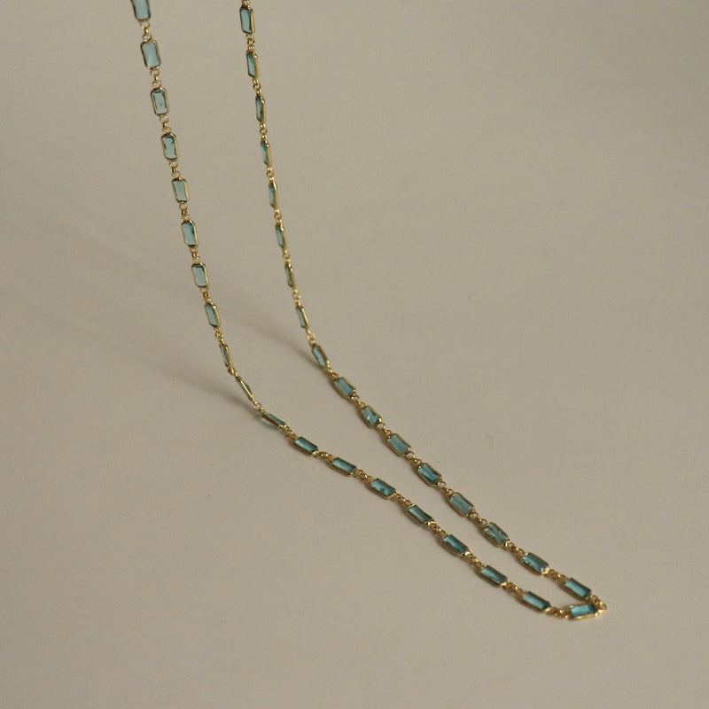 925 Ayar Gümüş Turkuaz Baget Taş Kolye