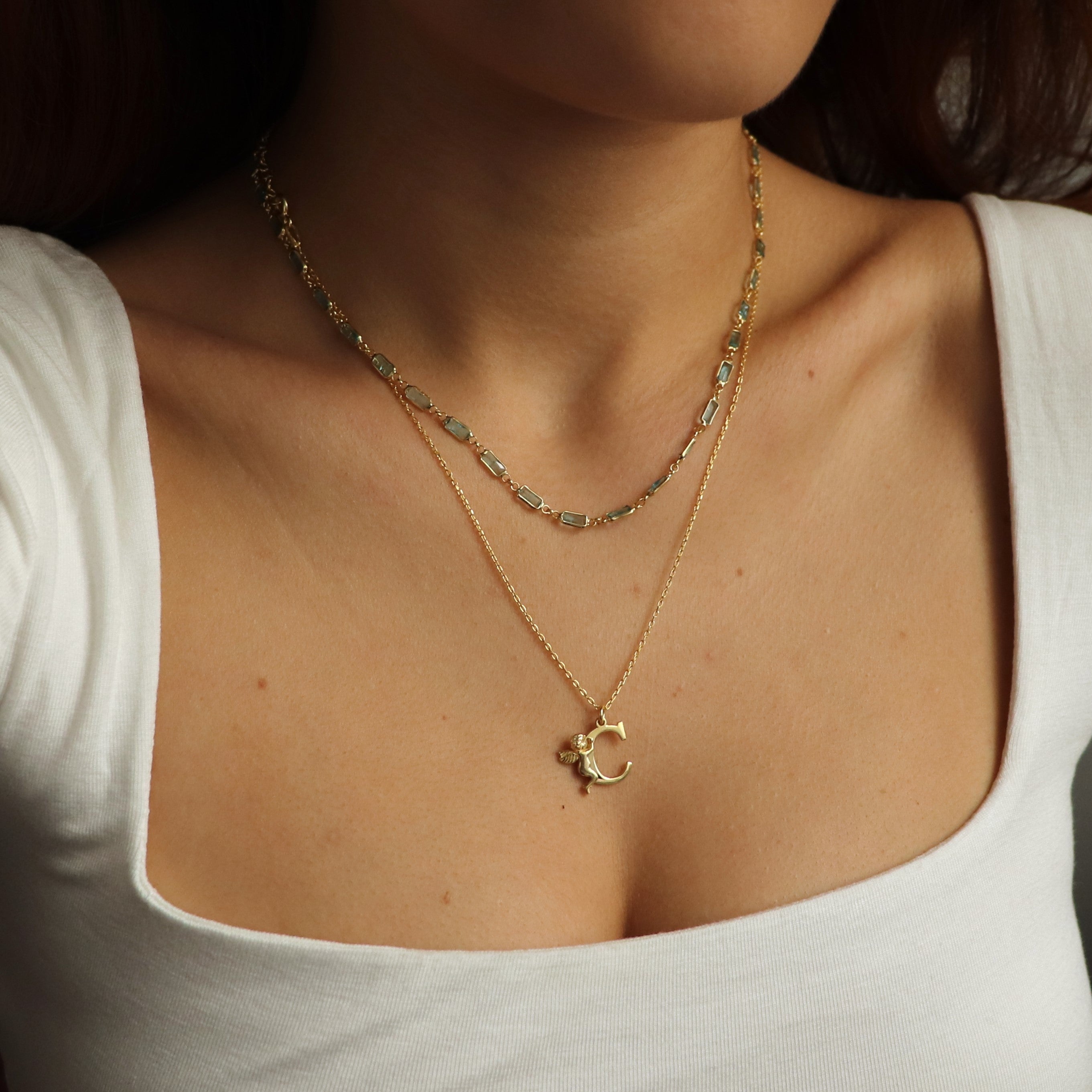 925 Ayar Gümüş Melek Harf Kolye