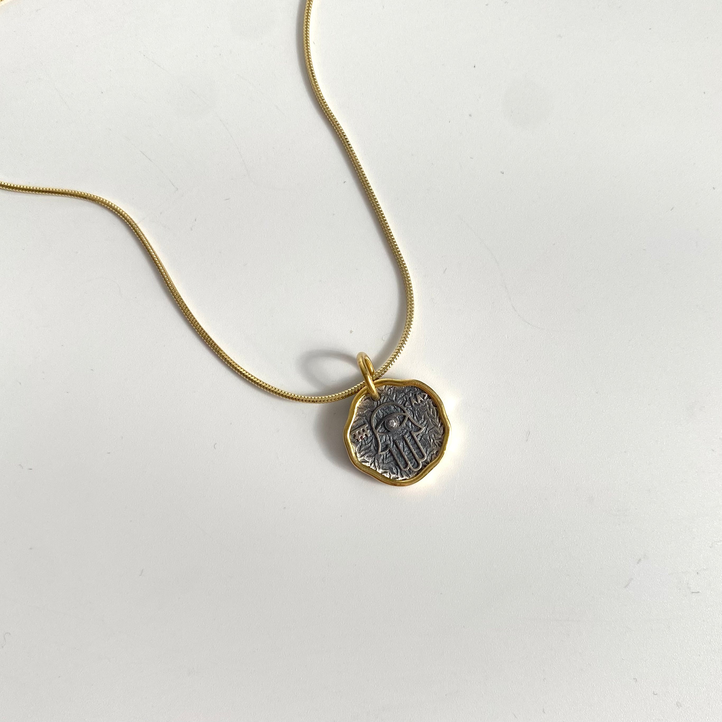 925 Gümüş Antik Hamsa Kolye