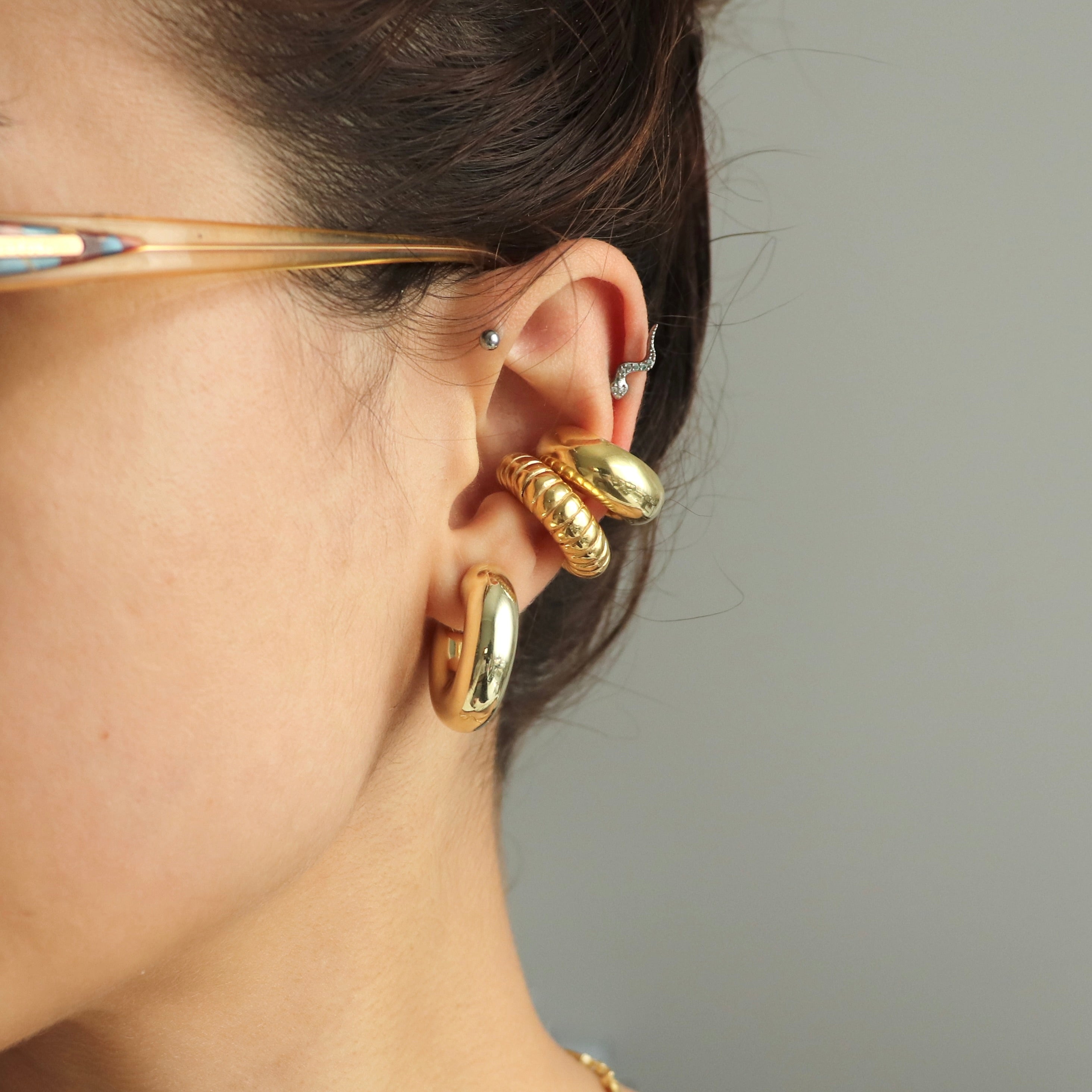 925 Ayar Gümüş Tombul Earcuff (tek adet)