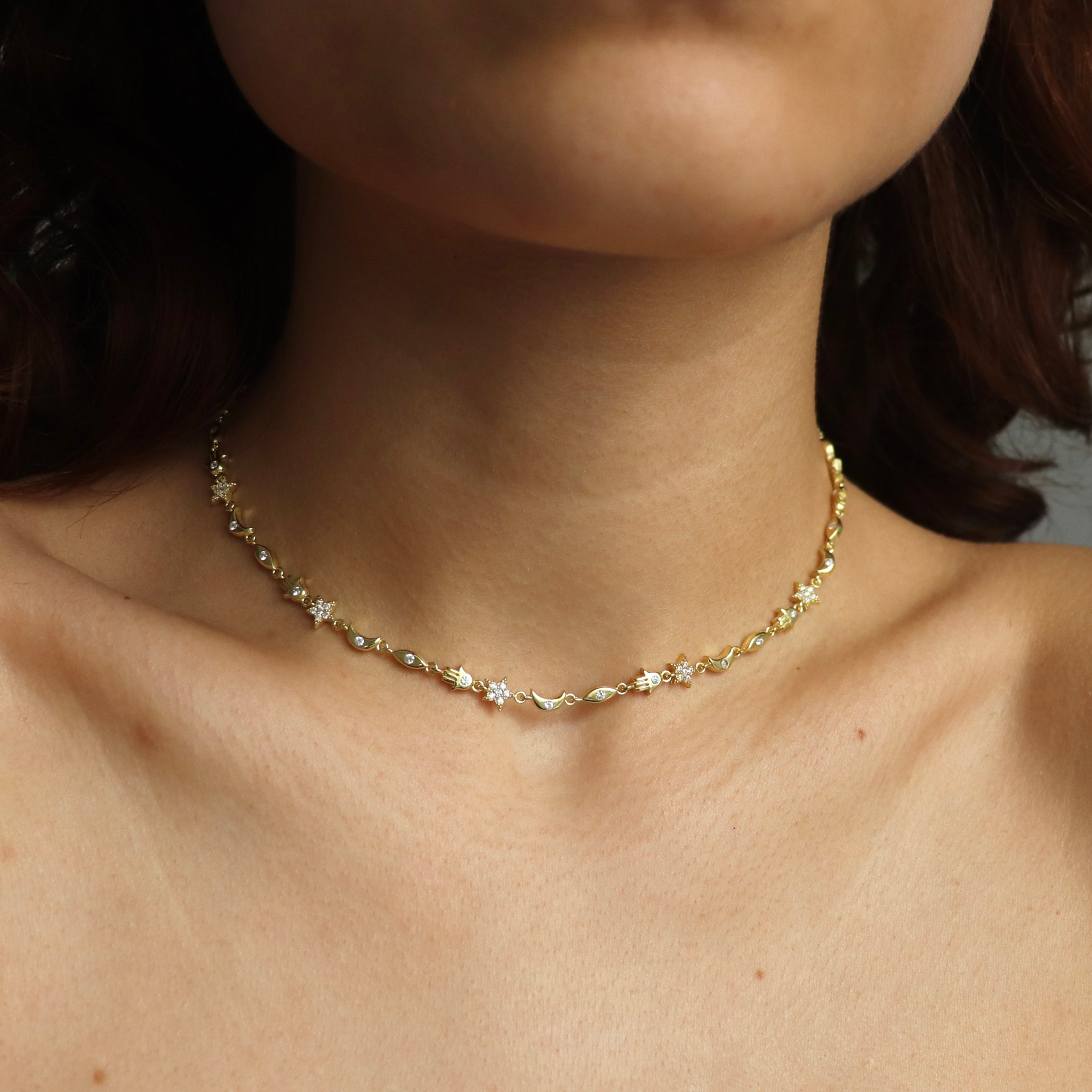 925 Gümüş Nazar Sembol Choker Kolye