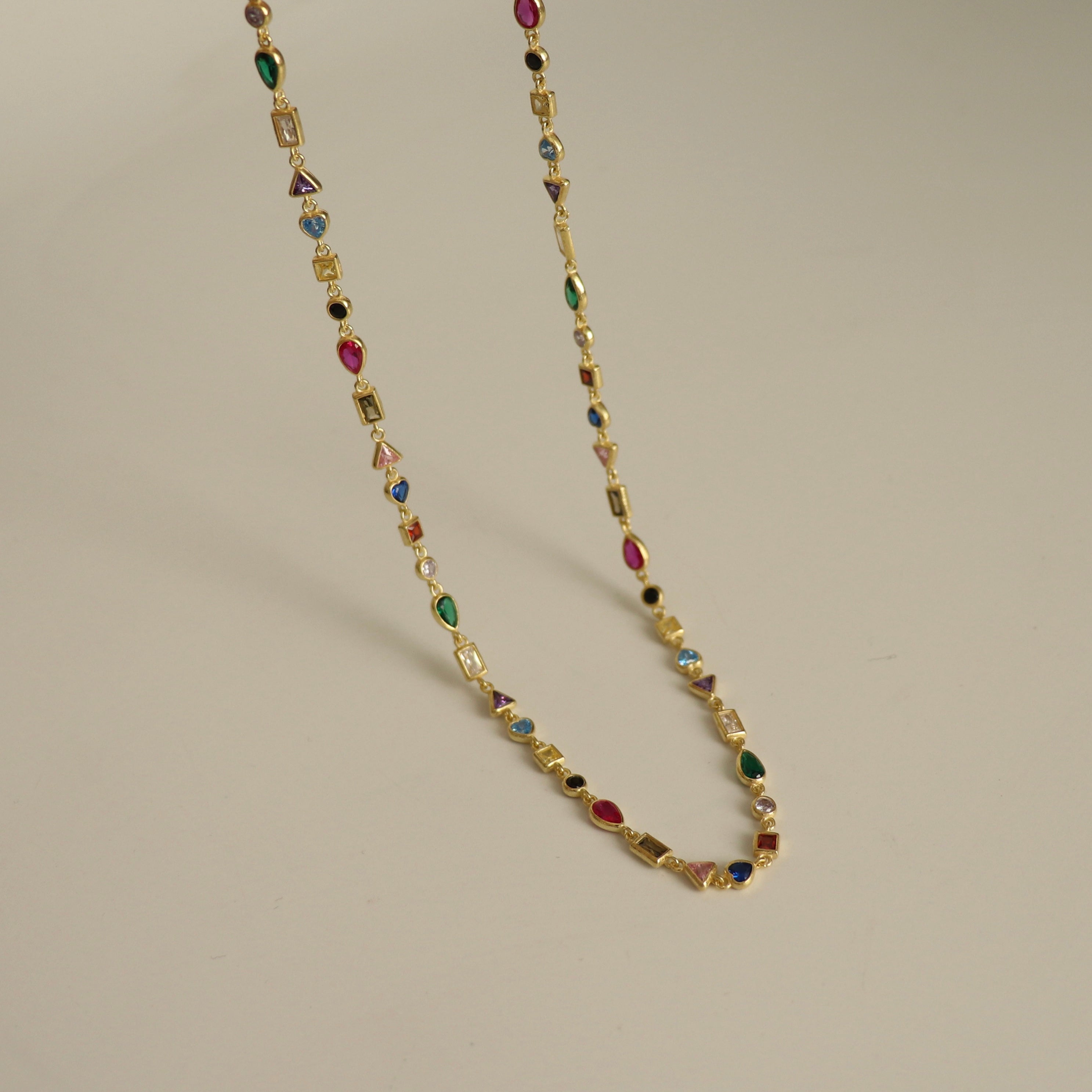 925 Gümüş Mix Sembol Renkli Choker