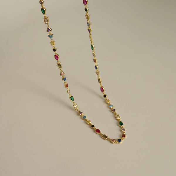 925 Gümüş Mix Sembol Renkli Choker