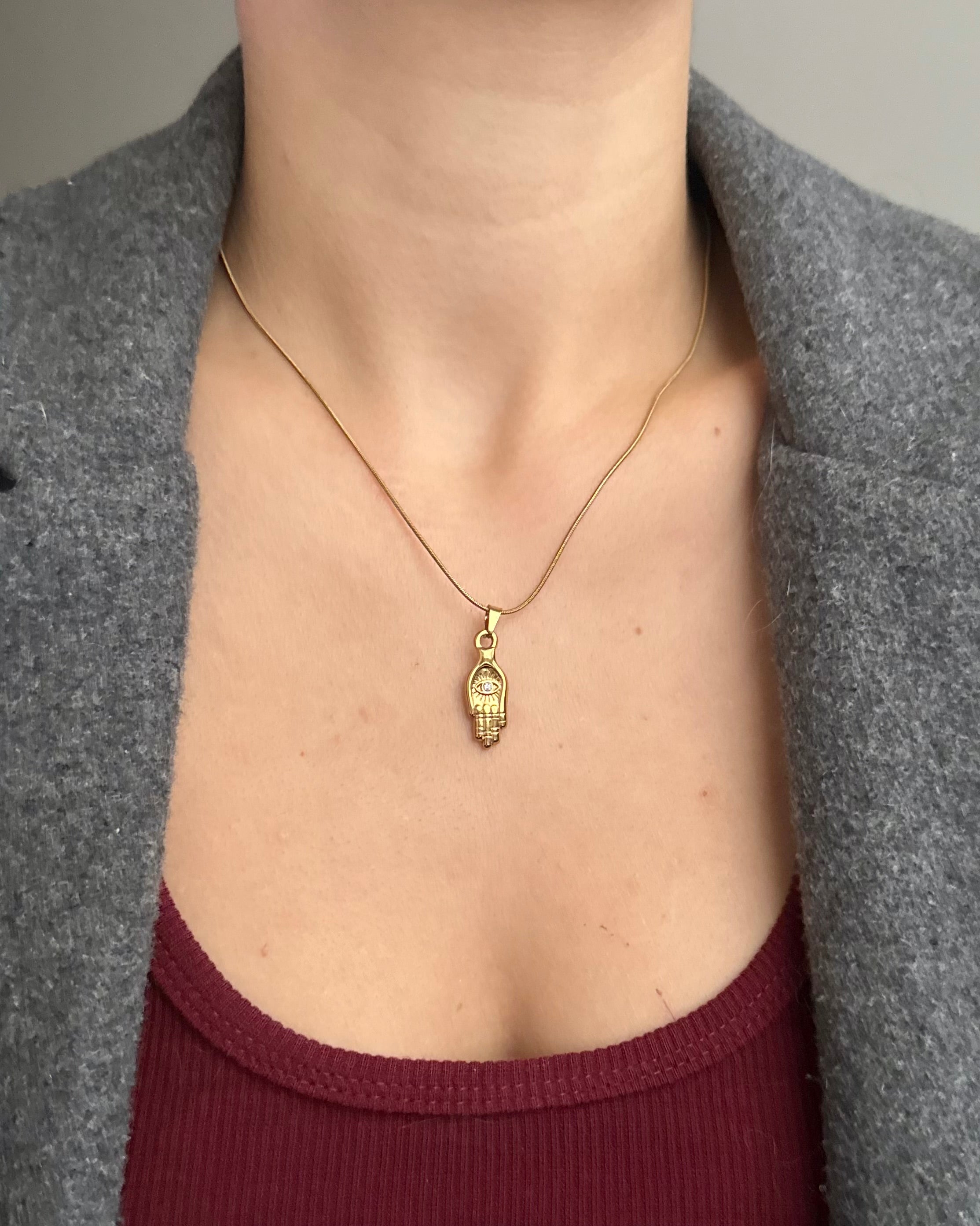 Çelik | Boho Taşlı El Kolye