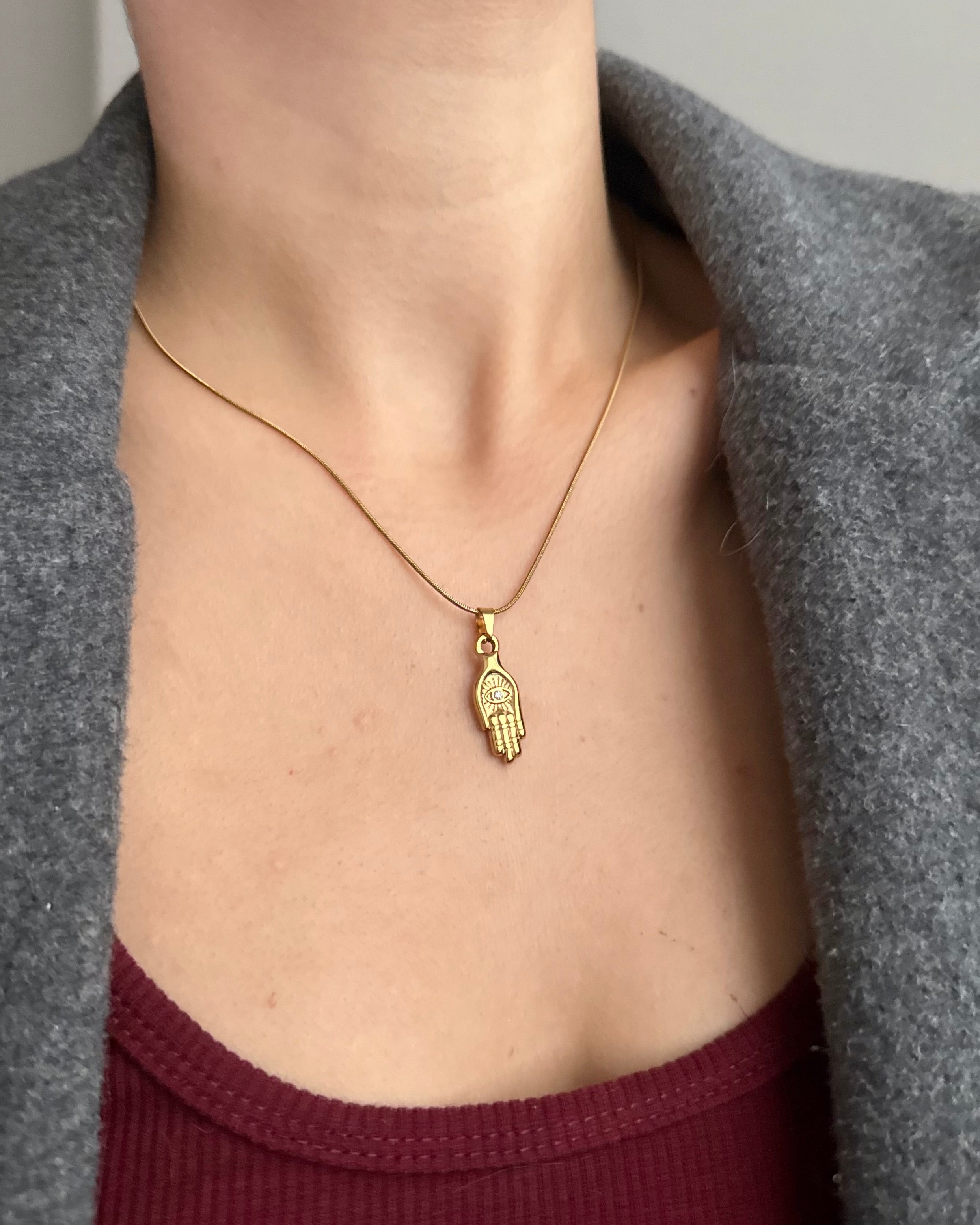 Çelik | Boho Taşlı El Kolye