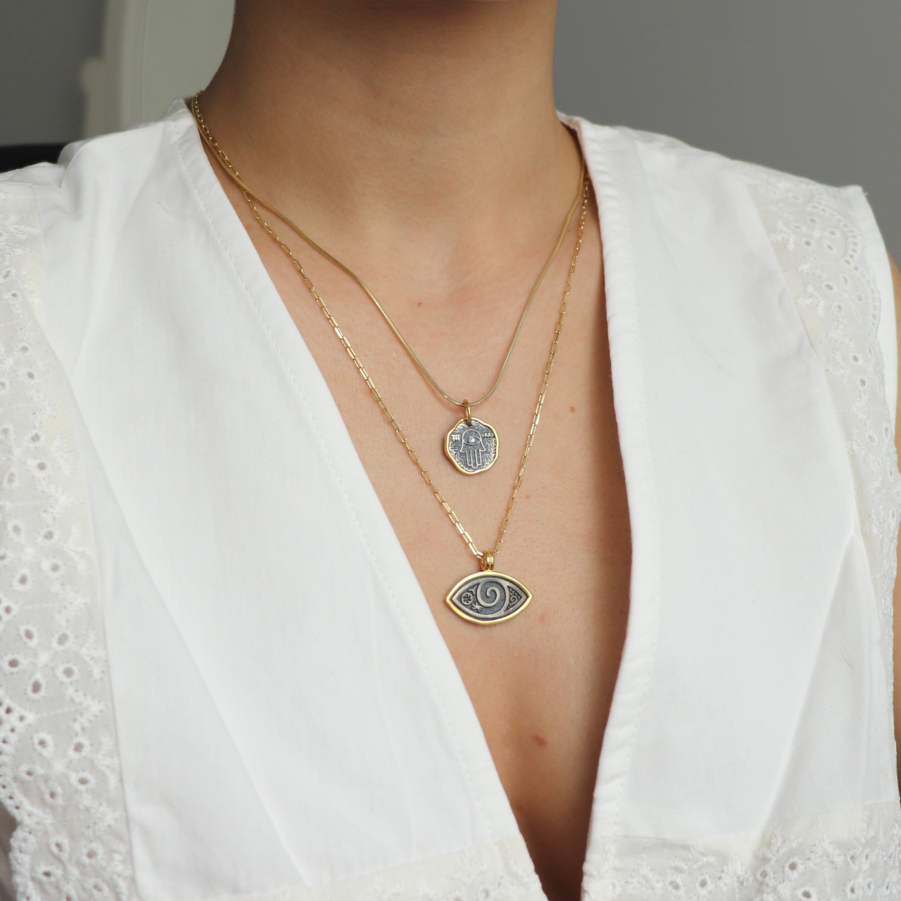 925 Gümüş Antik Hamsa Kolye