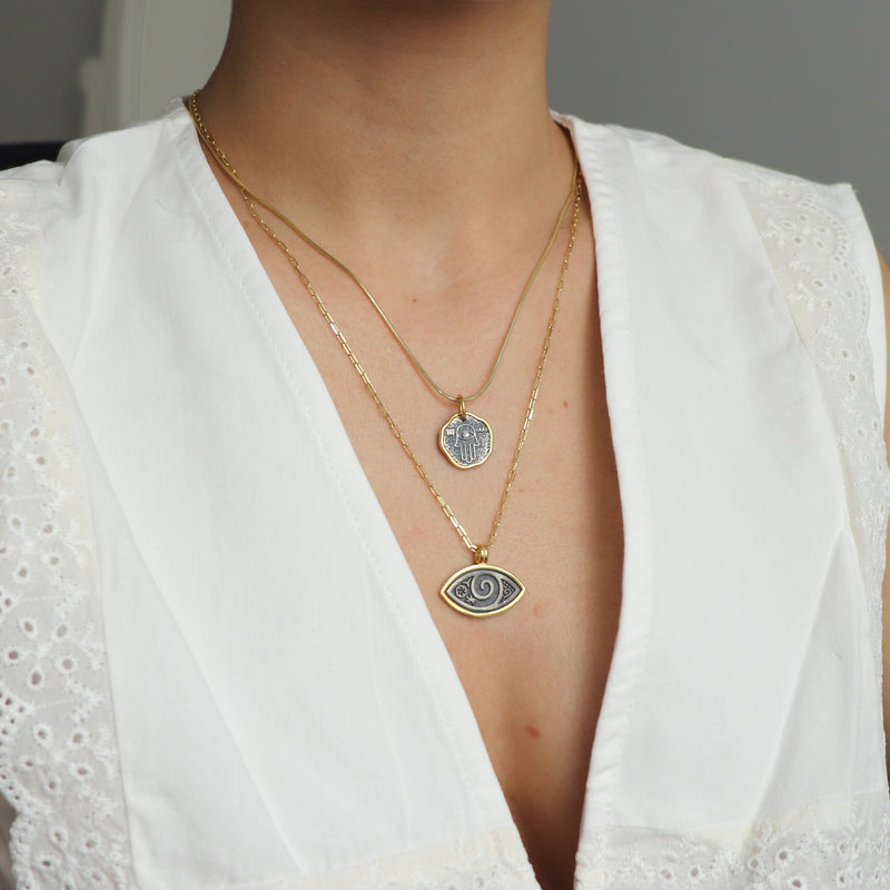 925 Gümüş Antik Hamsa Kolye