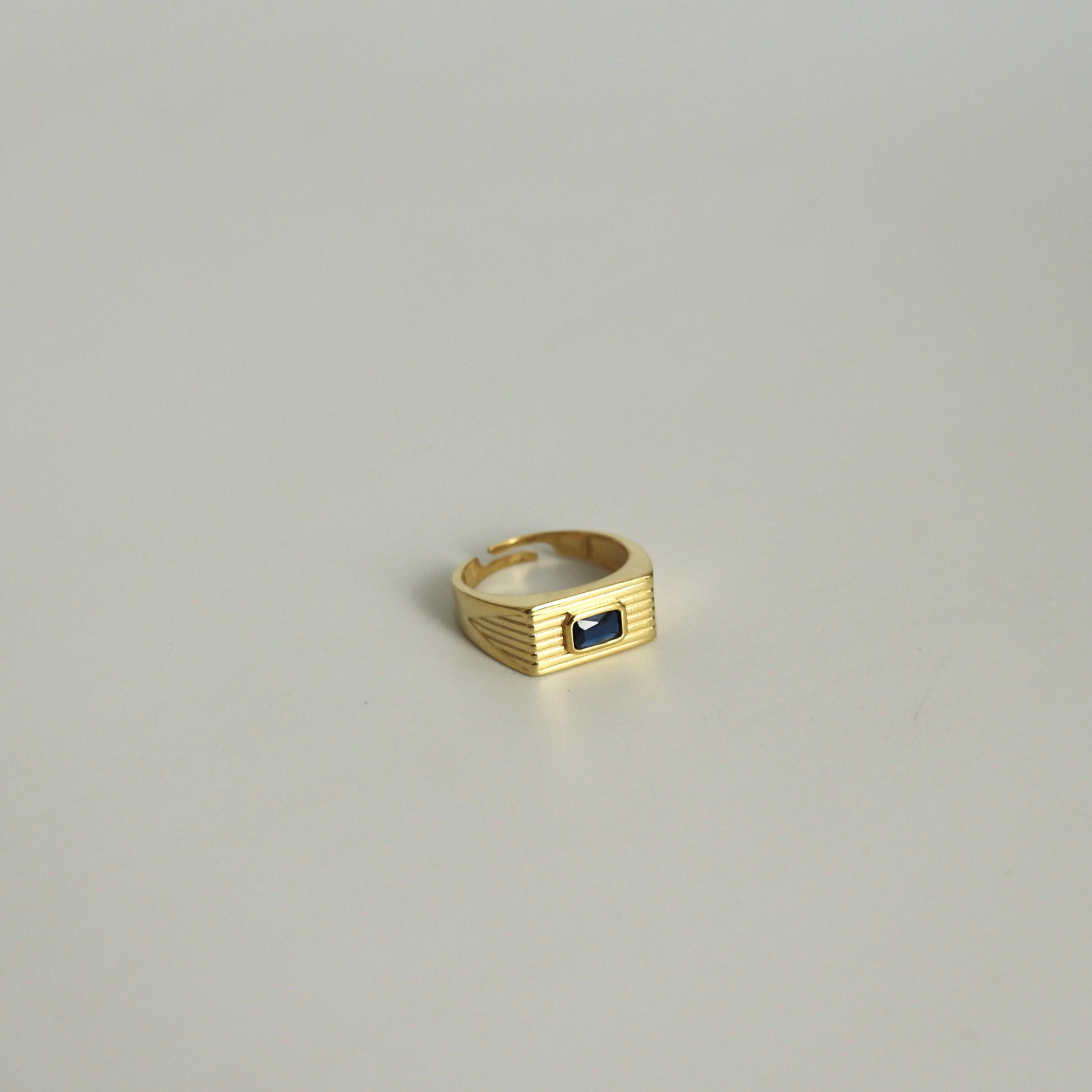 925 Gümüş Lacivert Baget Dörtgen Yüzük