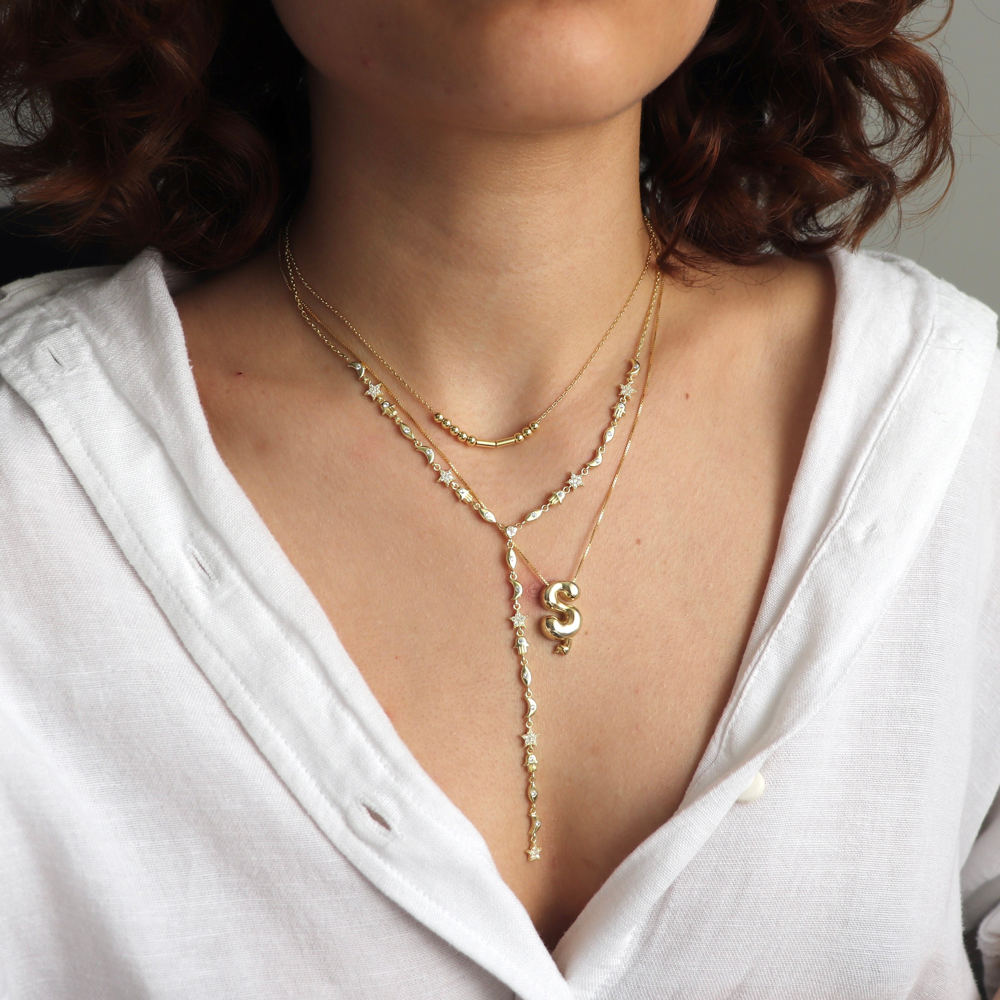 925 Ayar Gümüş Asimetrik Harf Kolye