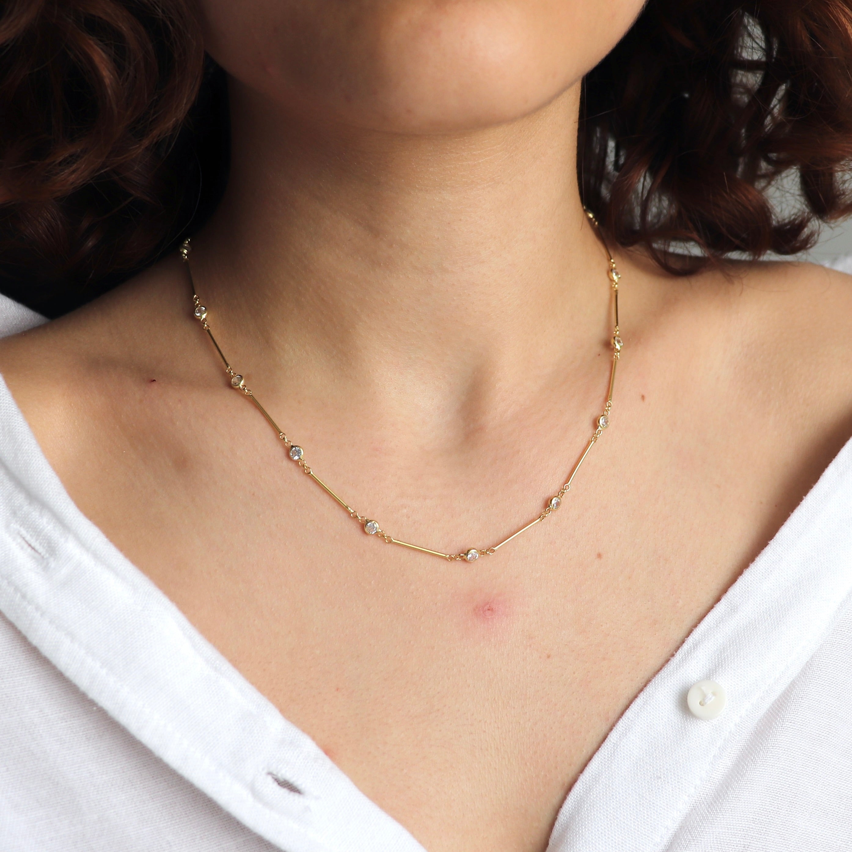 925 Gümüş Çubuk Taş Kolye