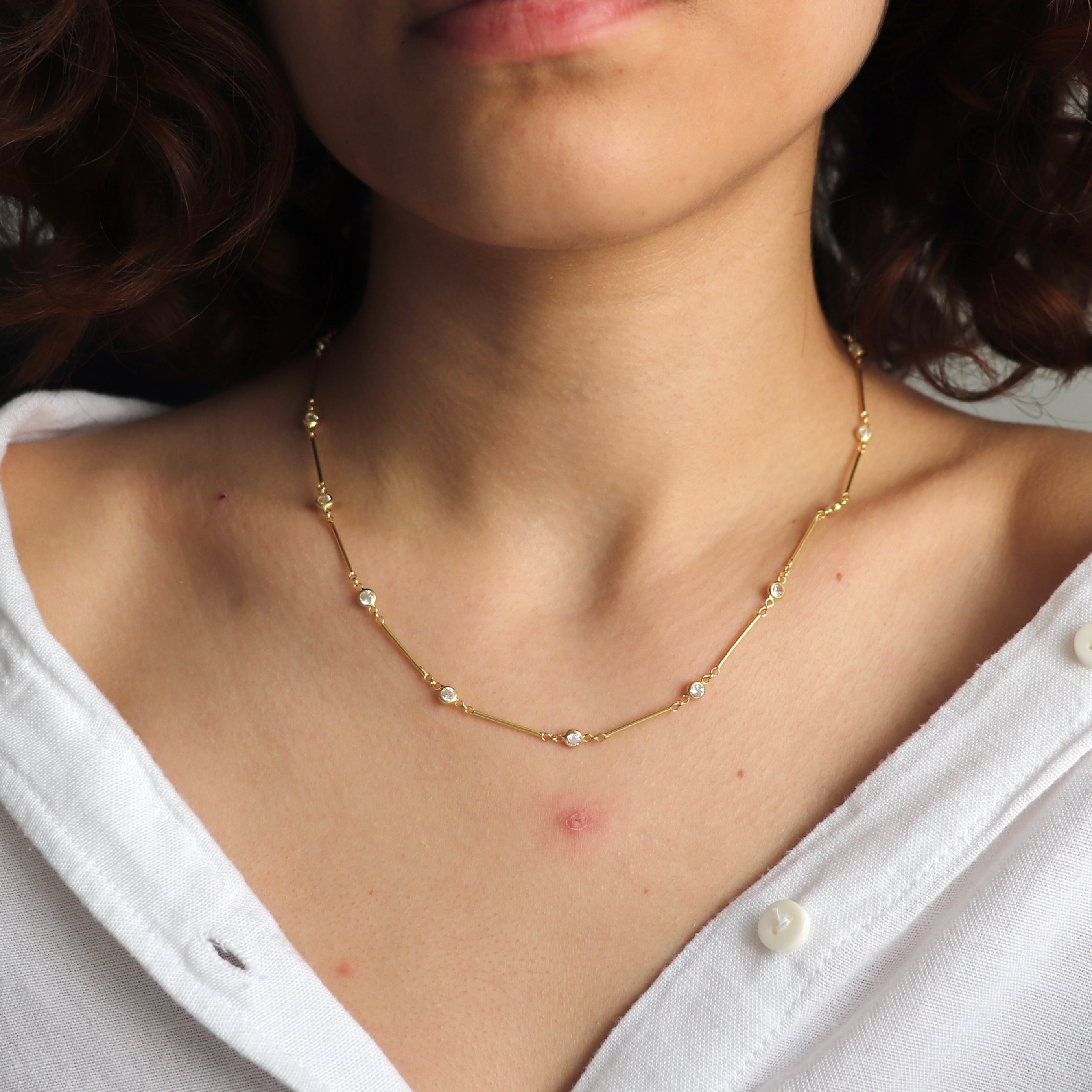 925 Gümüş Çubuk Taş Kolye