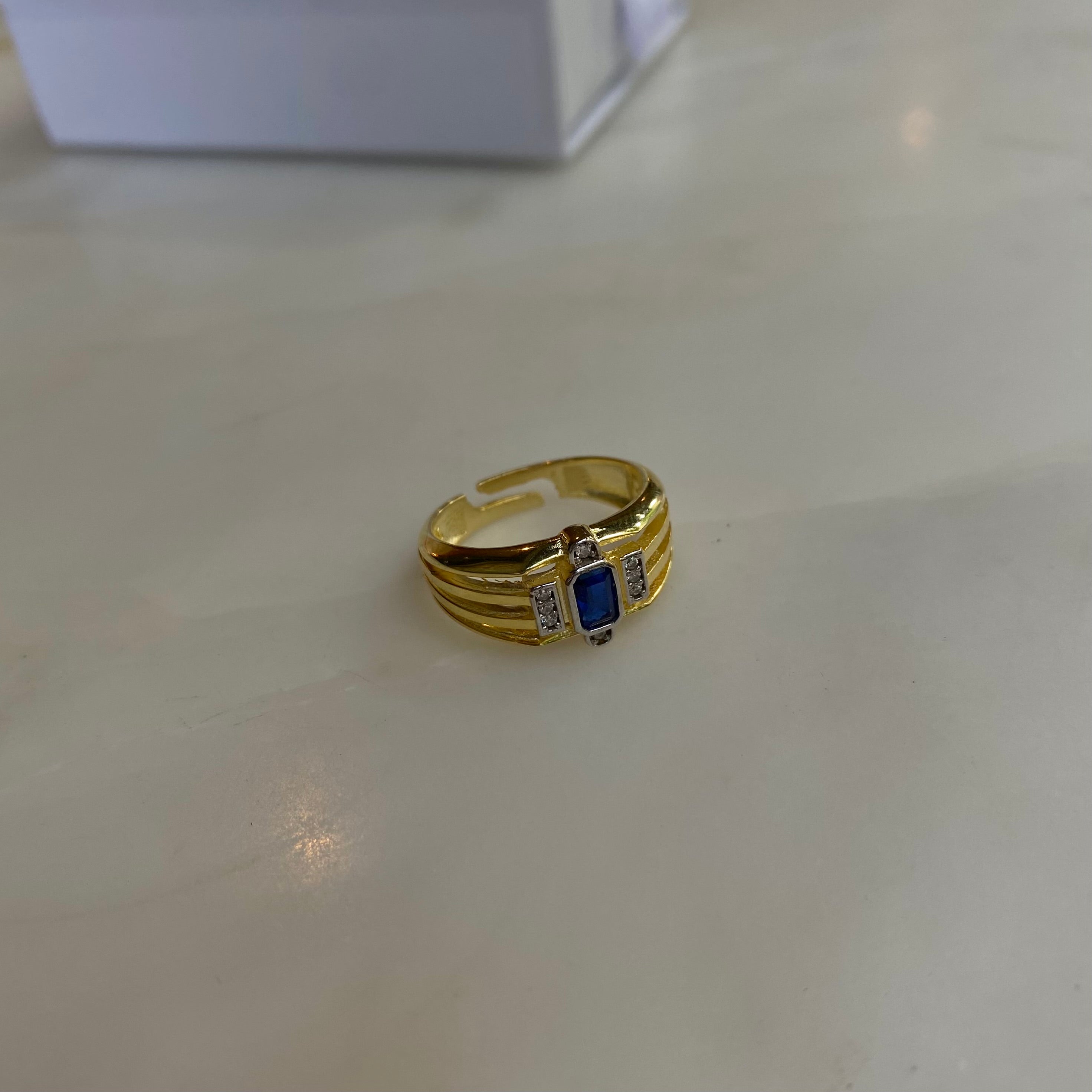 925 Ayar Gümüş | Mavi Baget Köşeli Yüzük