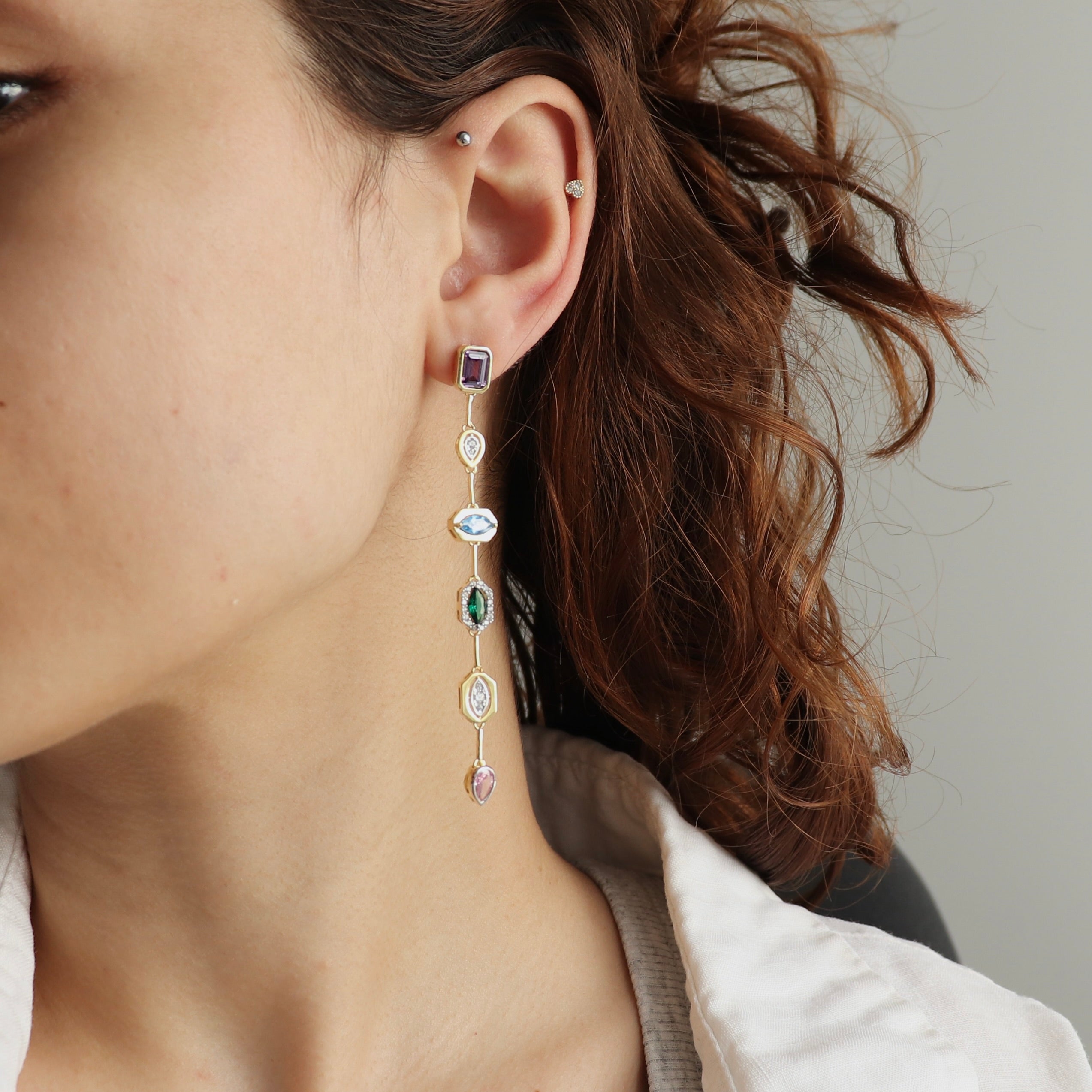 925 Gümüş Luxury Colorful Mix Küpe