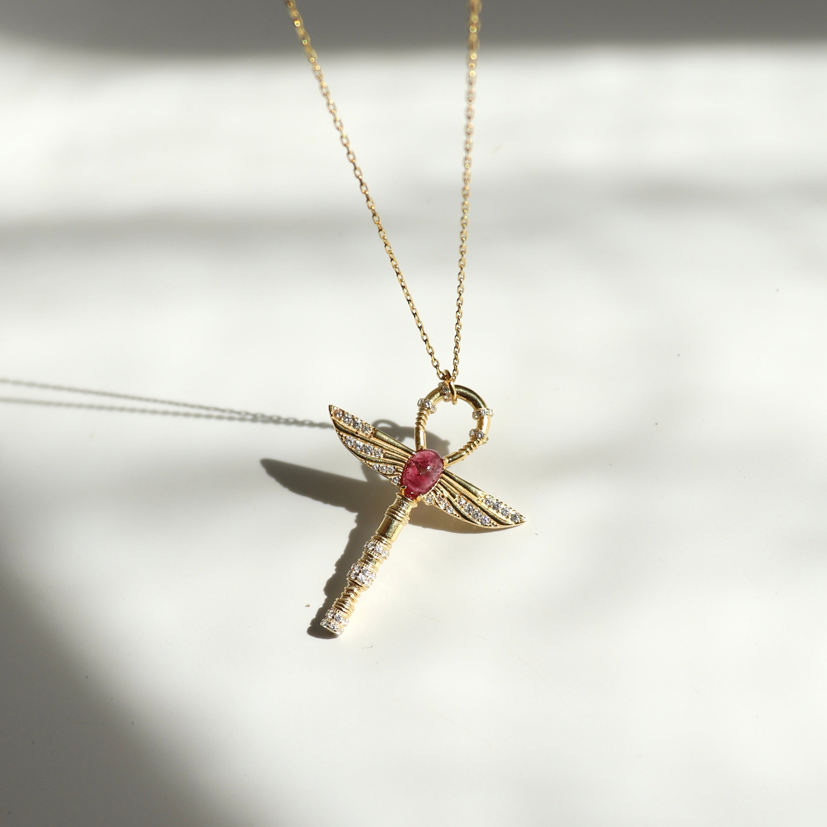 925 Gümüş Kanatlı Büyük Turmalin Kolye