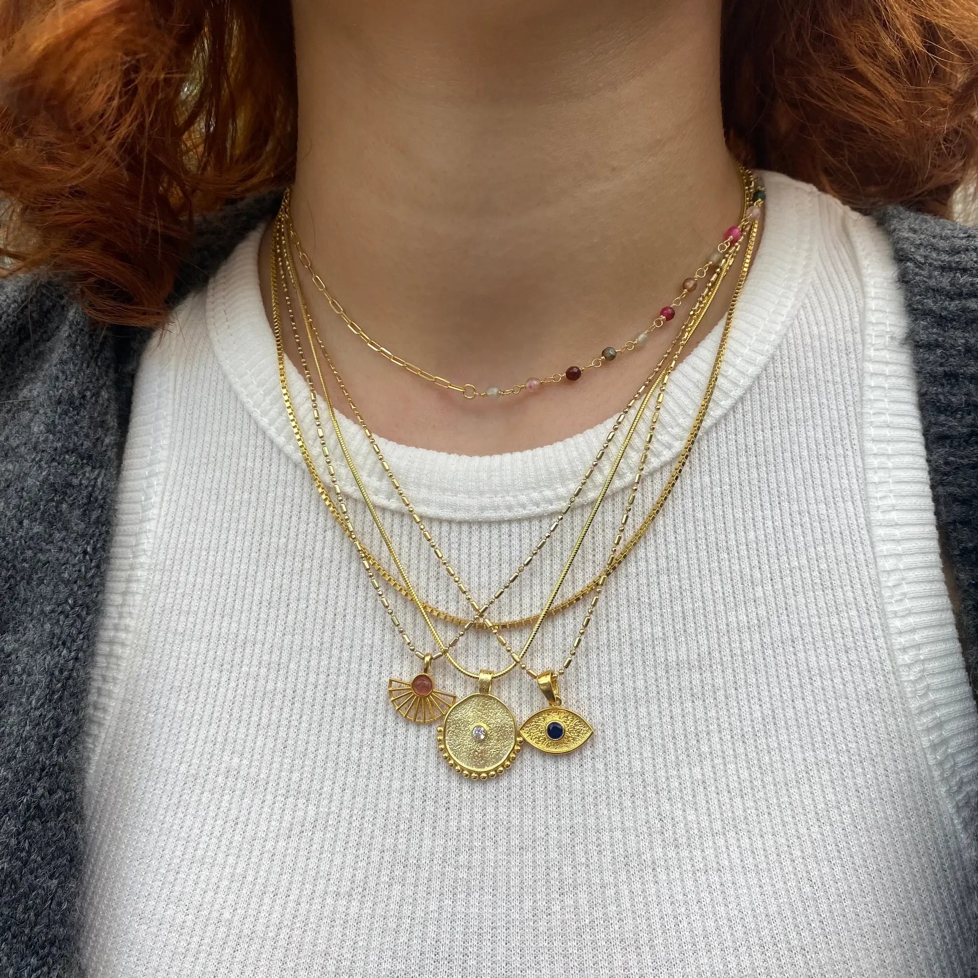 925 Ayar Gümüş | Pembe Turmalin Yelpaze Kolye