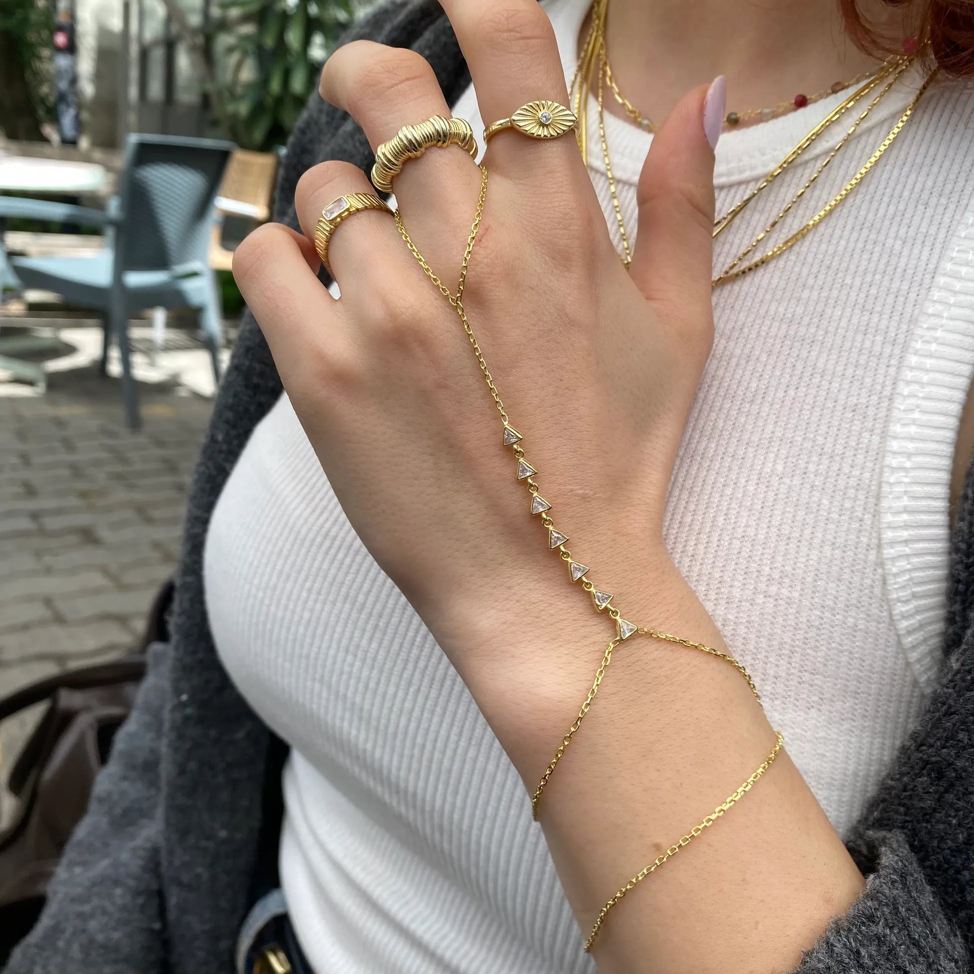 925 Ayar Gümüş | Çizgili Beyaz Göz Yüzük