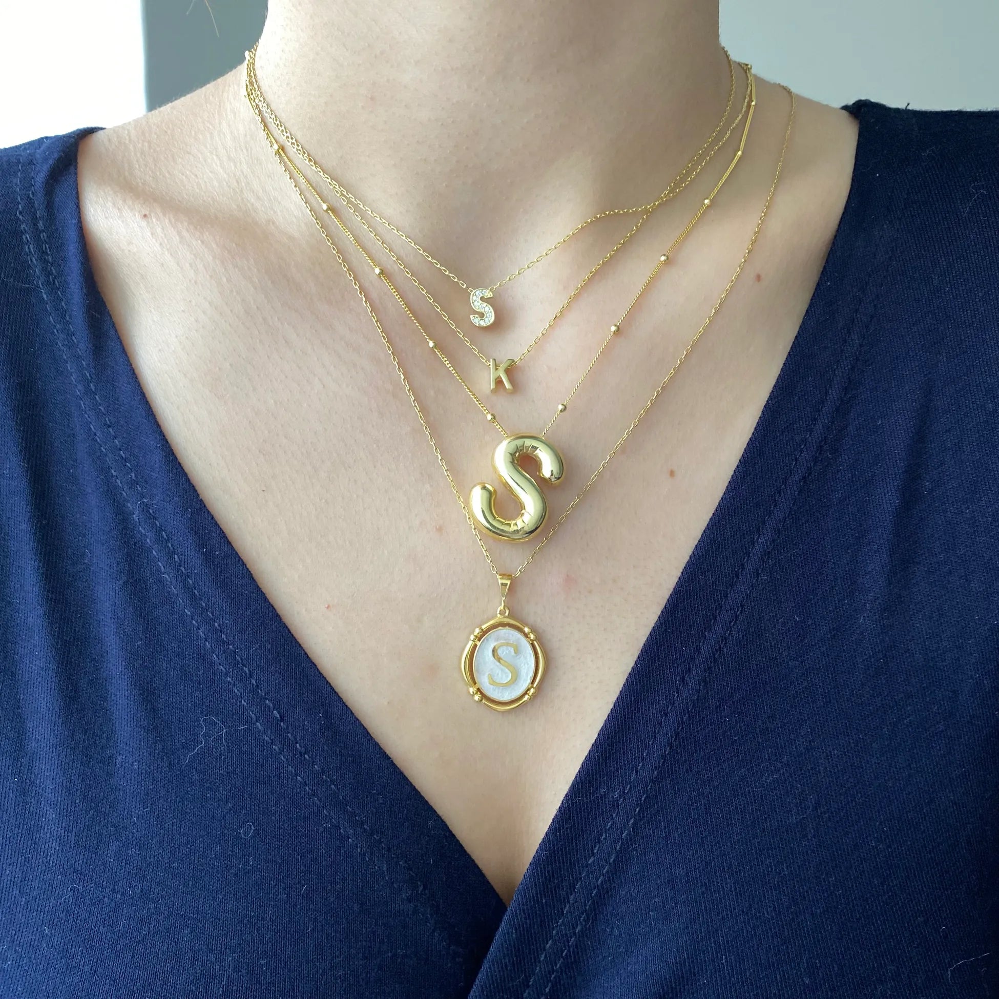 925 Ayar Gümüş | Taşlı Mini Harf Kolye