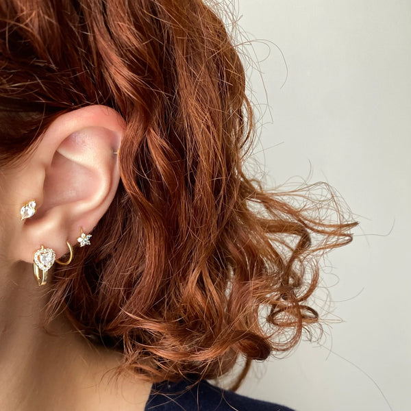 925 Ayar Gümüş | Kalpli Dörtgen Küpe