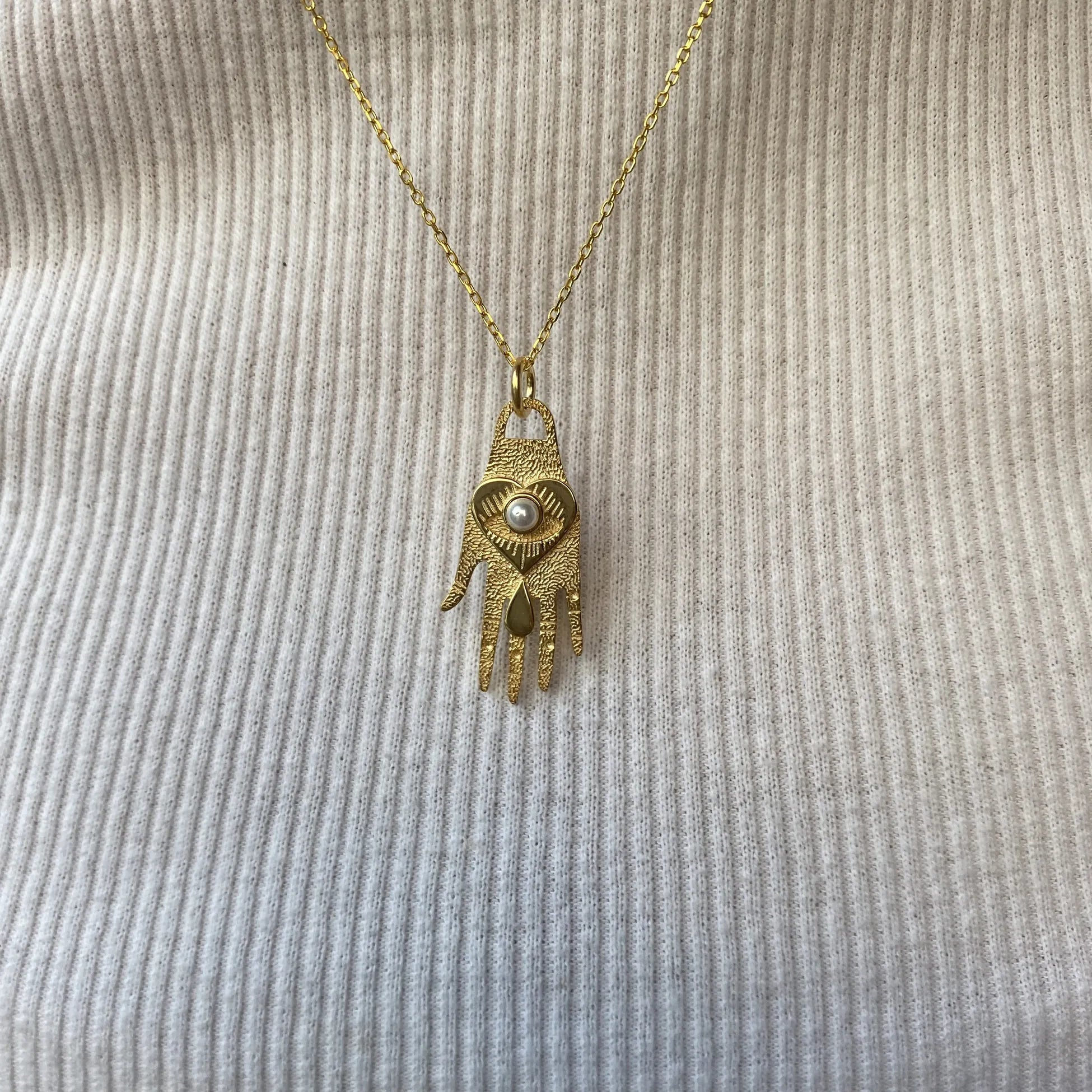 925 Ayar Gümüş | İncili Motif El Kolye