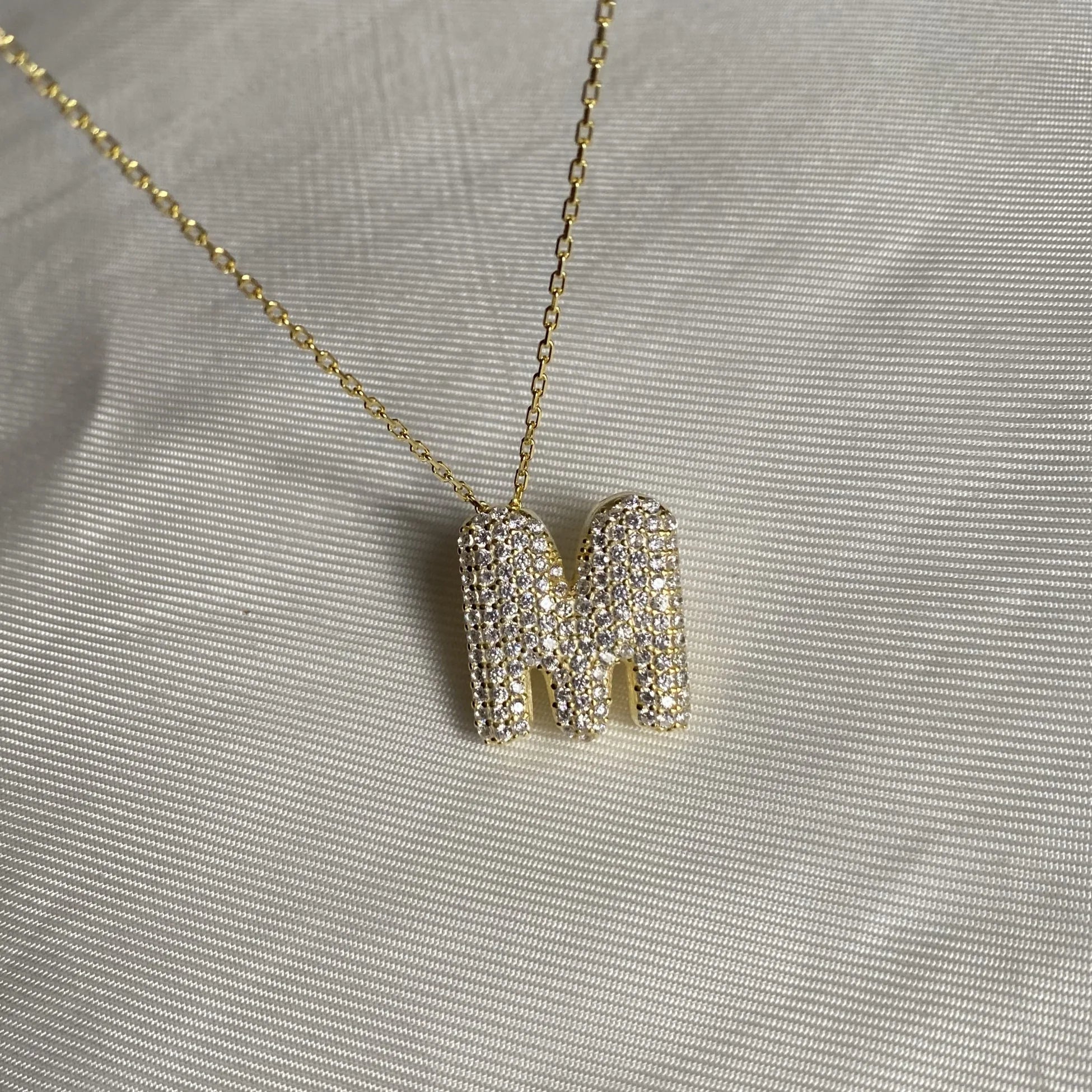 925 Ayar Gümüş | Tombul Taşlı Harf Kolye