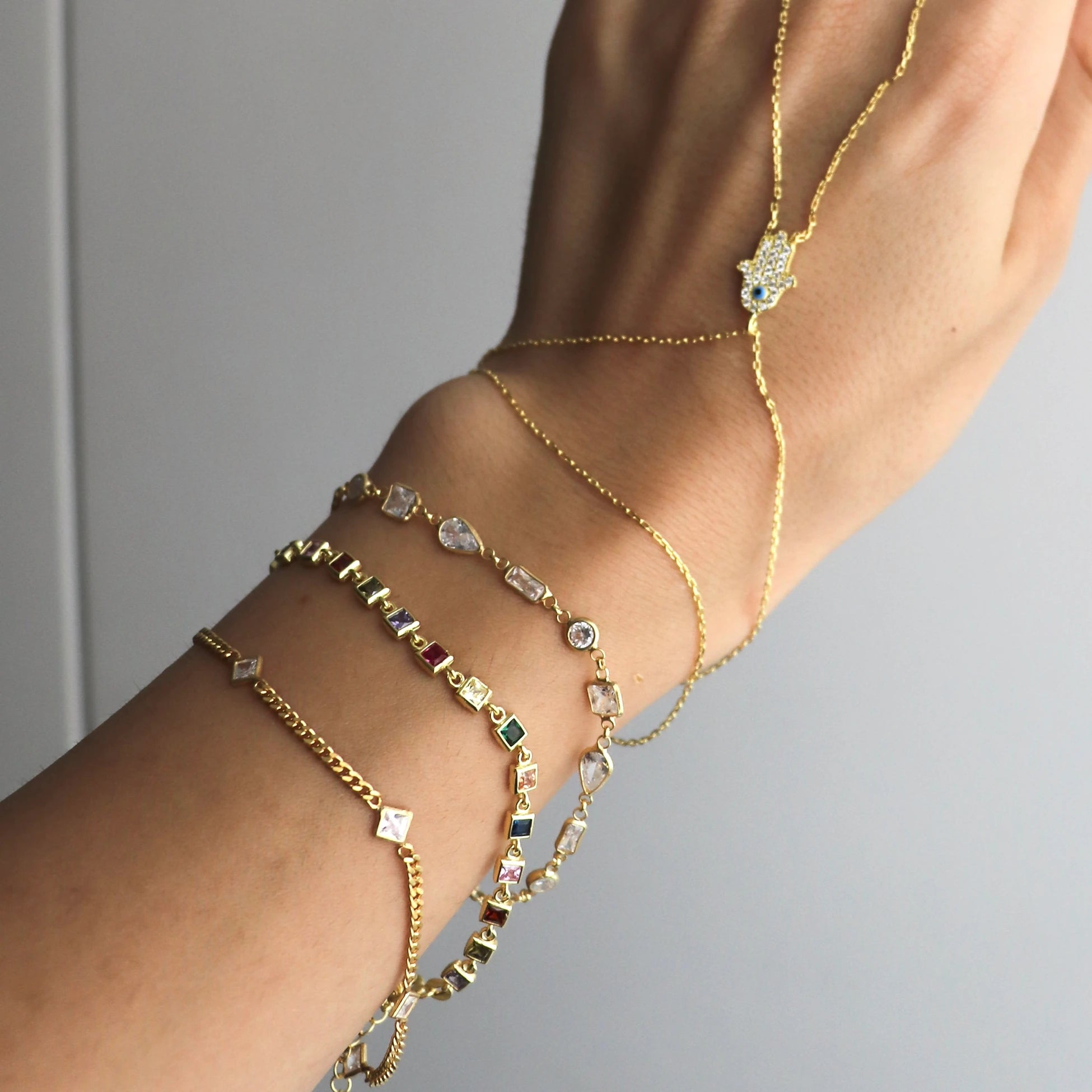 925 Ayar Gümüş Kare Taşlı Gurmet Bileklik