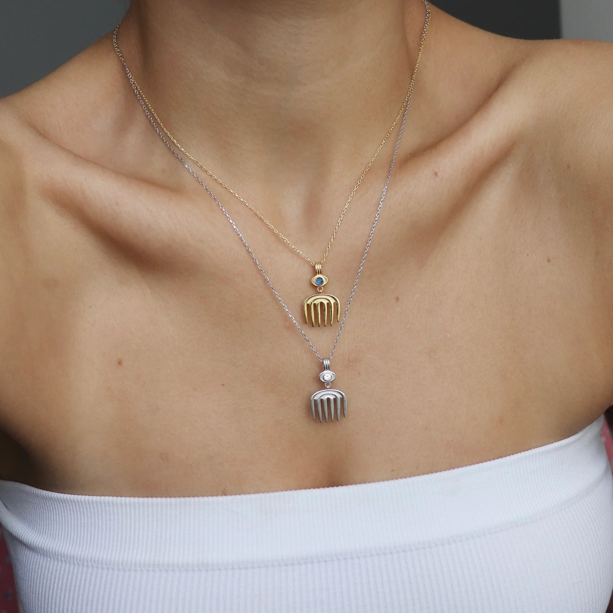 925 Ayar Gümüş Vintage Tarak Kolye