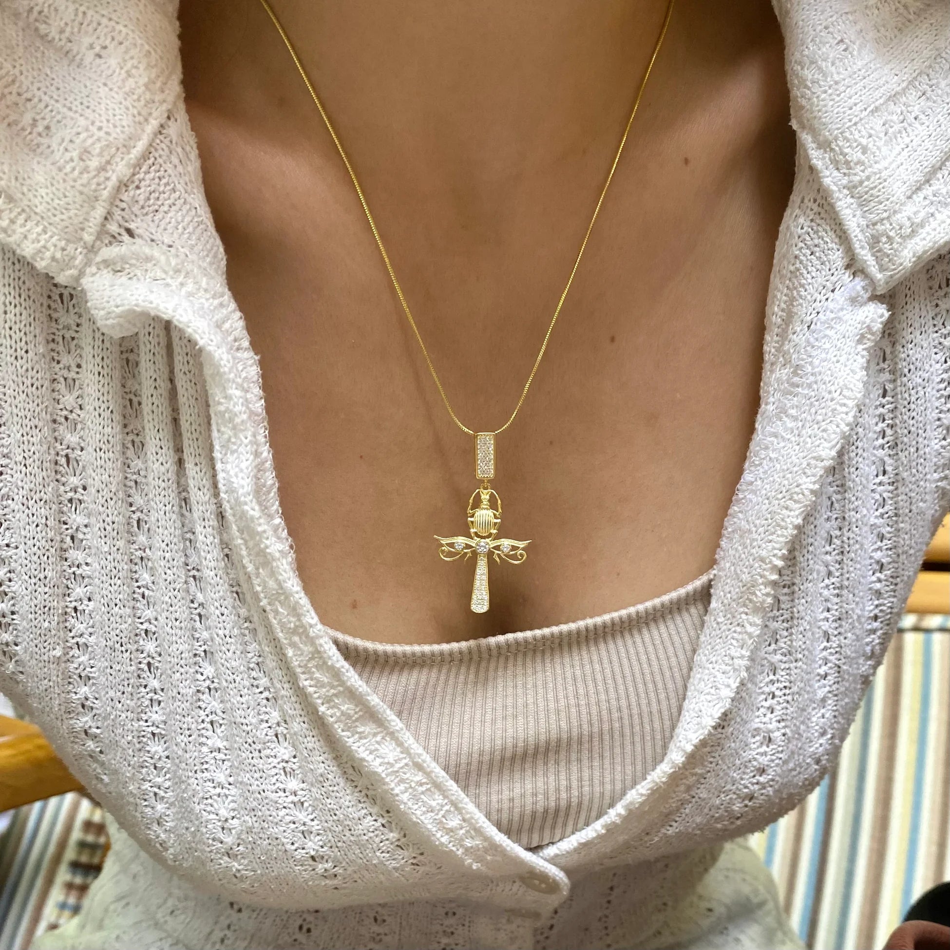 925 Ayar Gümüş Ra`nın Gözü & Ankh Kolye