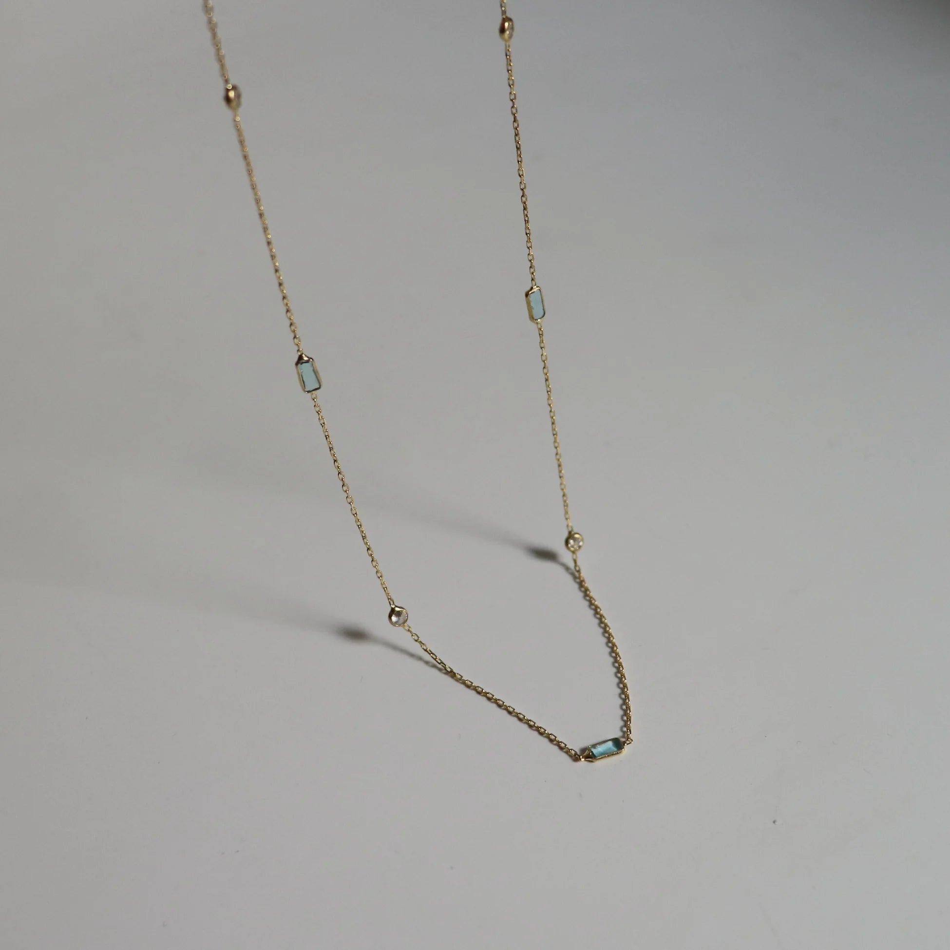 925 Ayar Gümüş Aquamarin Taş Kolye